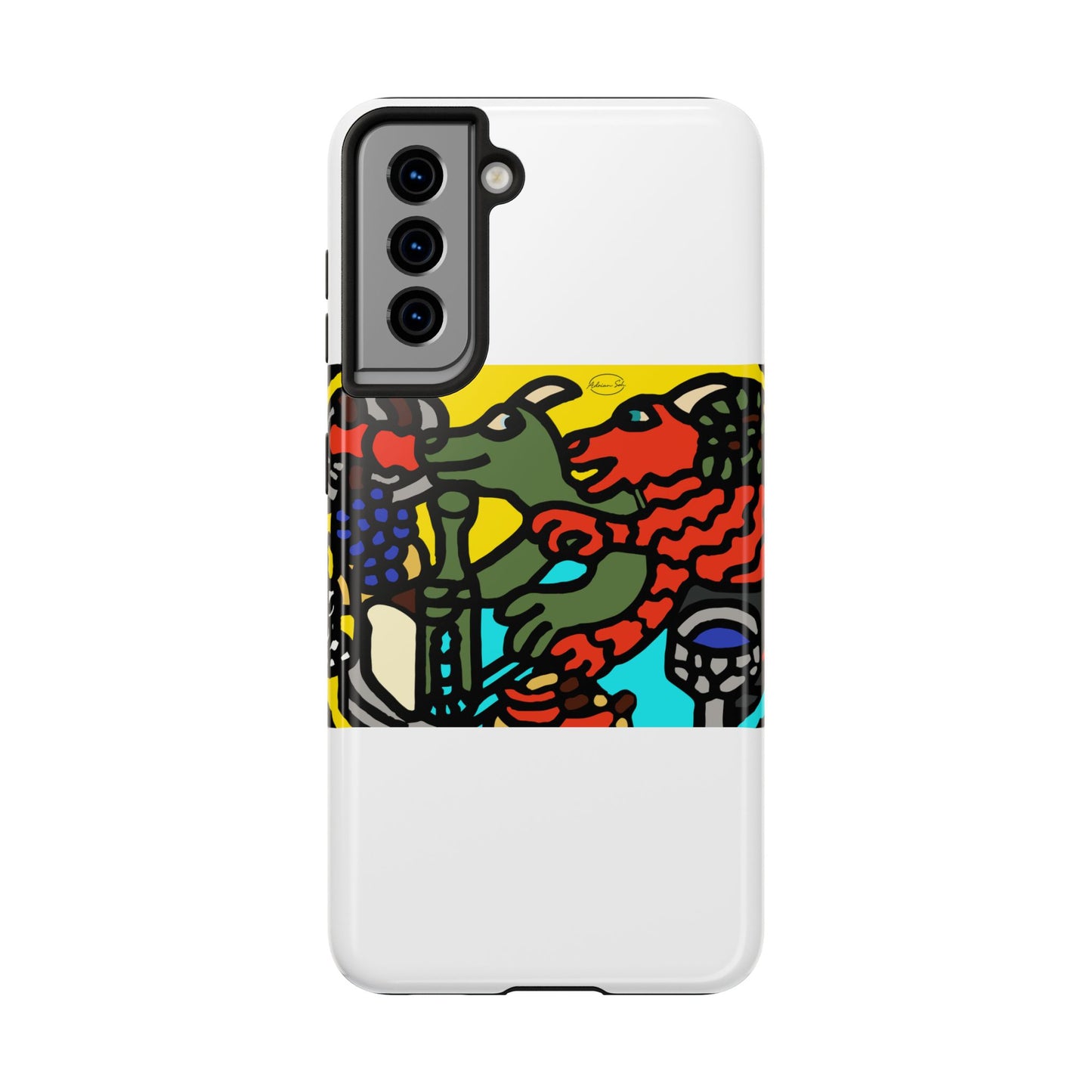 Two dragons enjoying a feast together Tough Phone Case