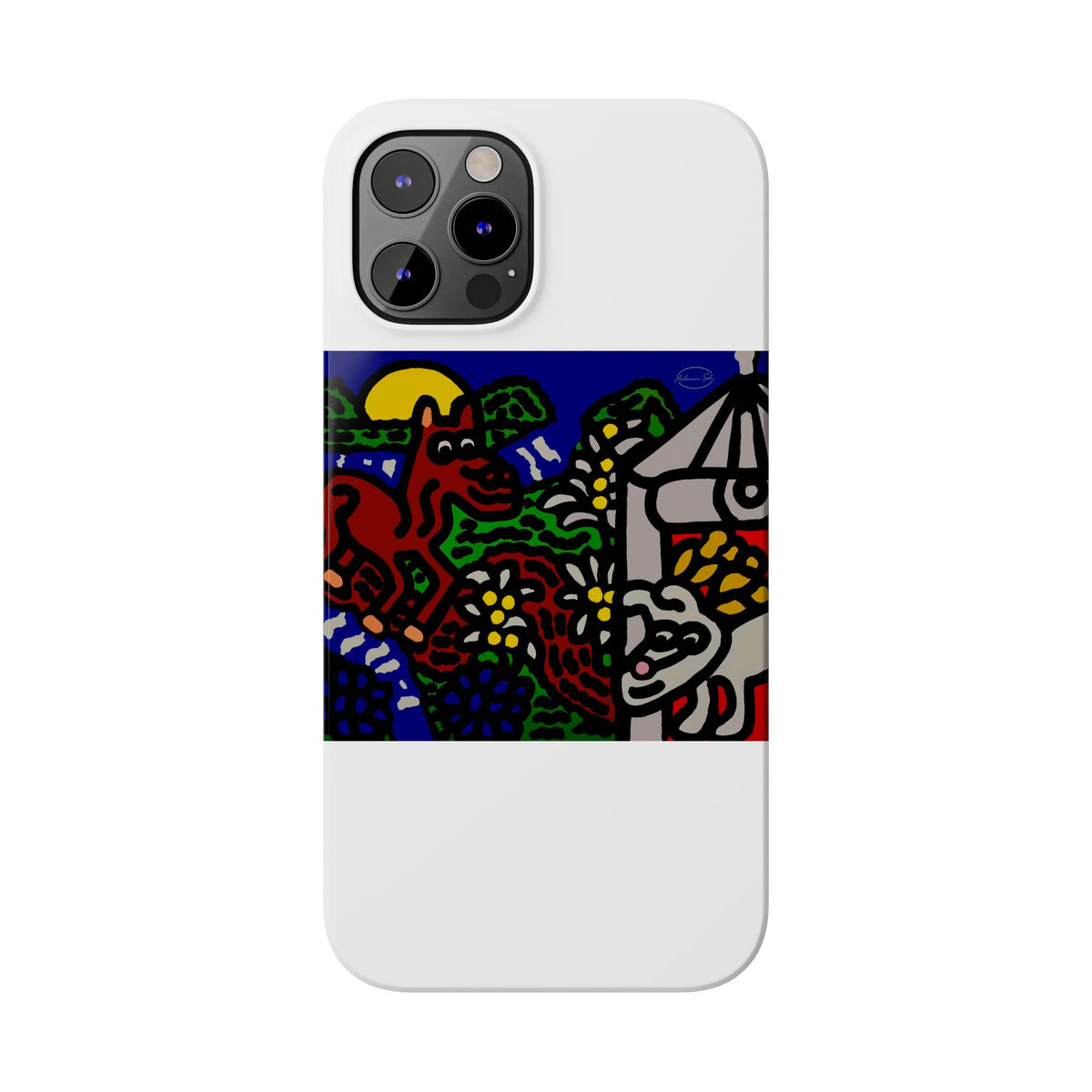 Bunny welcoming a friendly horse on his journey Slim Phone Case