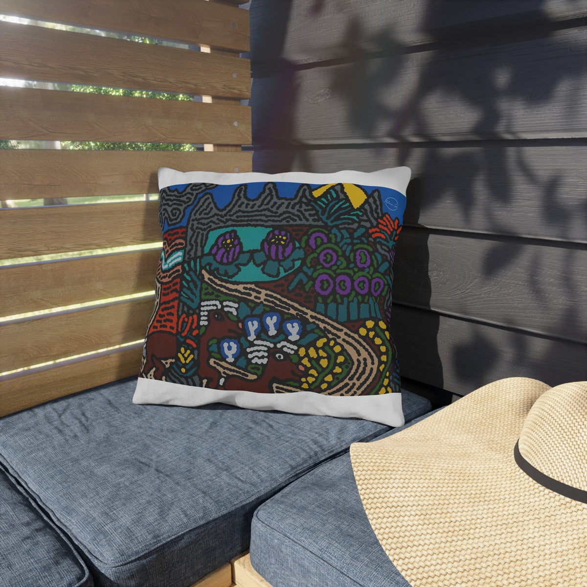 Road to a Sanctuary and Oasis — Outdoor Pillow