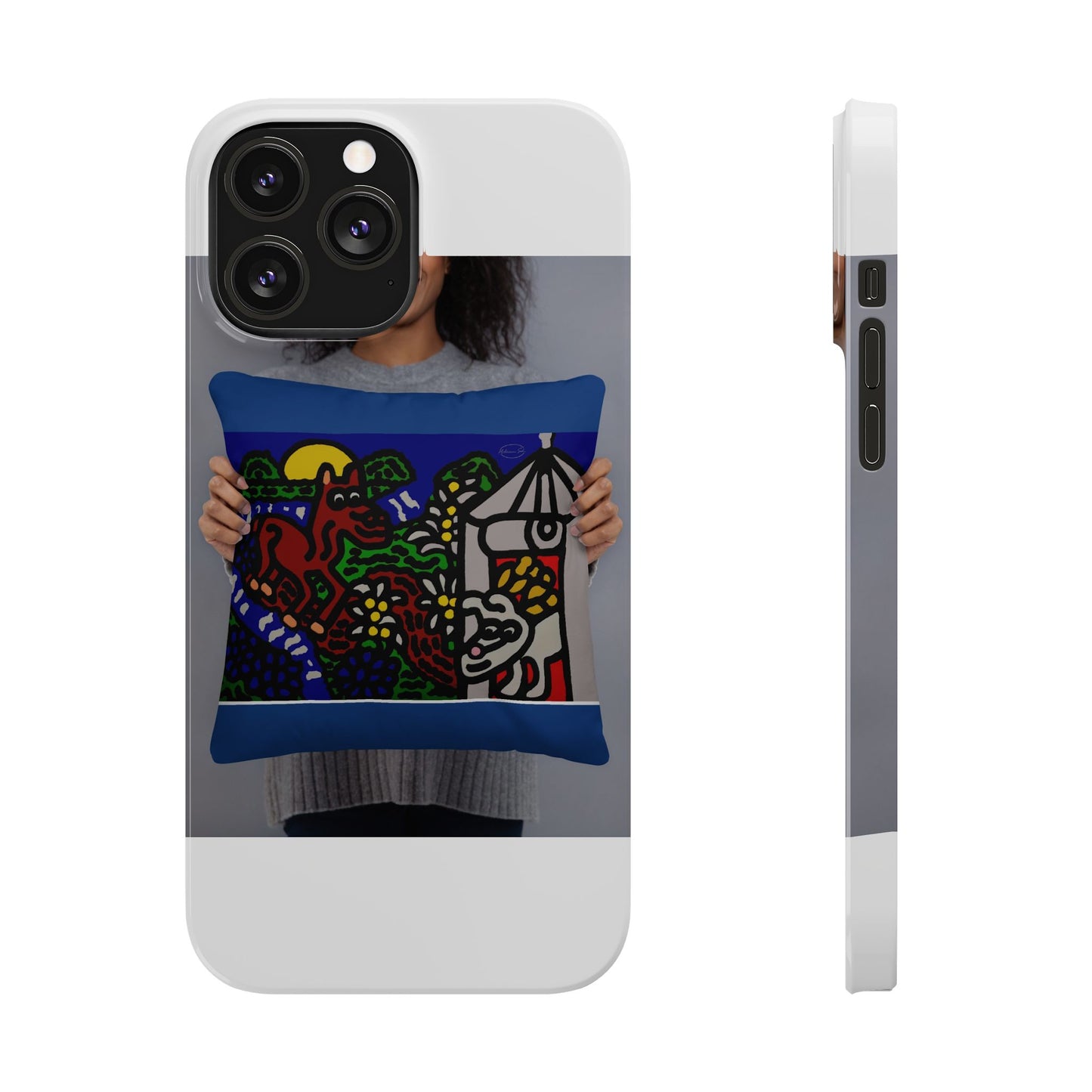 Bunny welcoming a friendly horse on his journey Slim Phone Case