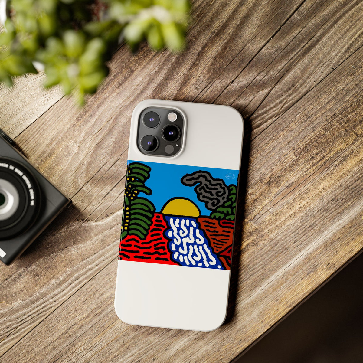 The river that joins the Australian wattle and Lebanese cedar tree in friendship Slim Phone Case