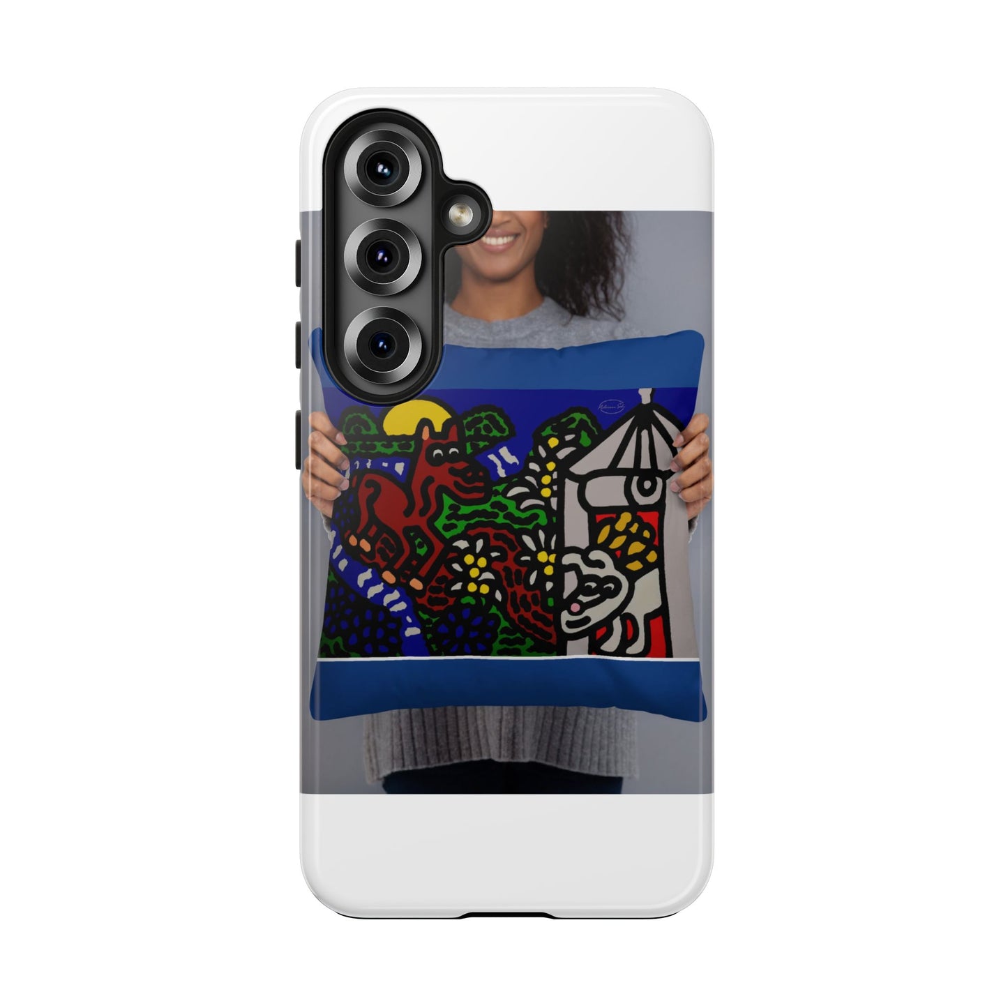 Bunny welcoming a friendly horse on his journey Tough Phone Case