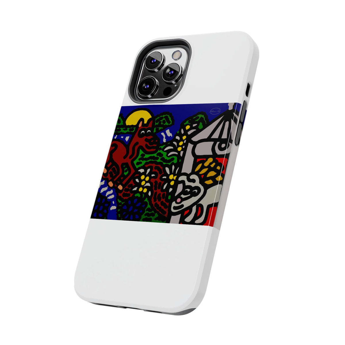 Bunny welcoming a friendly horse on his journey Tough Phone Case