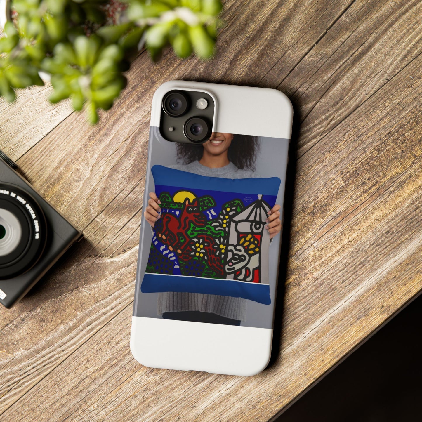 Bunny welcoming a friendly horse on his journey Slim Phone Case