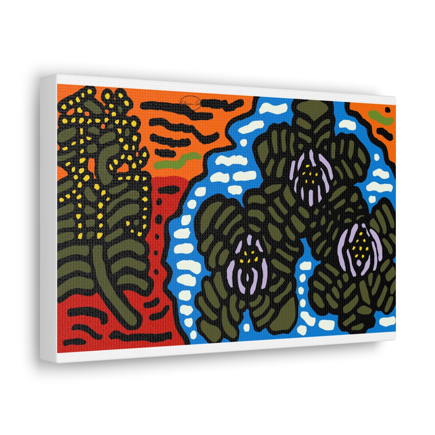 The Sri Lankan water lilies meets the Australian wattle Canvas (Large)