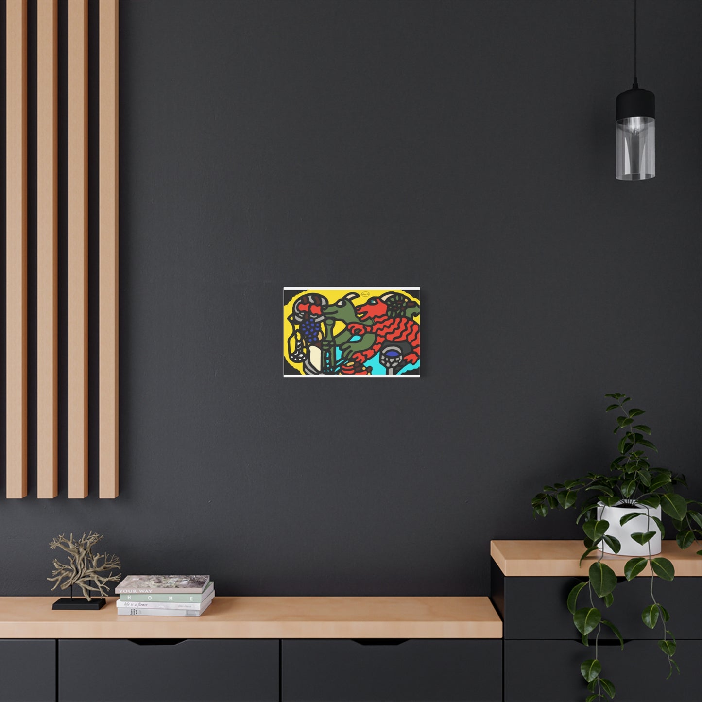 Two dragons enjoying a feast together Canvas (Small)
