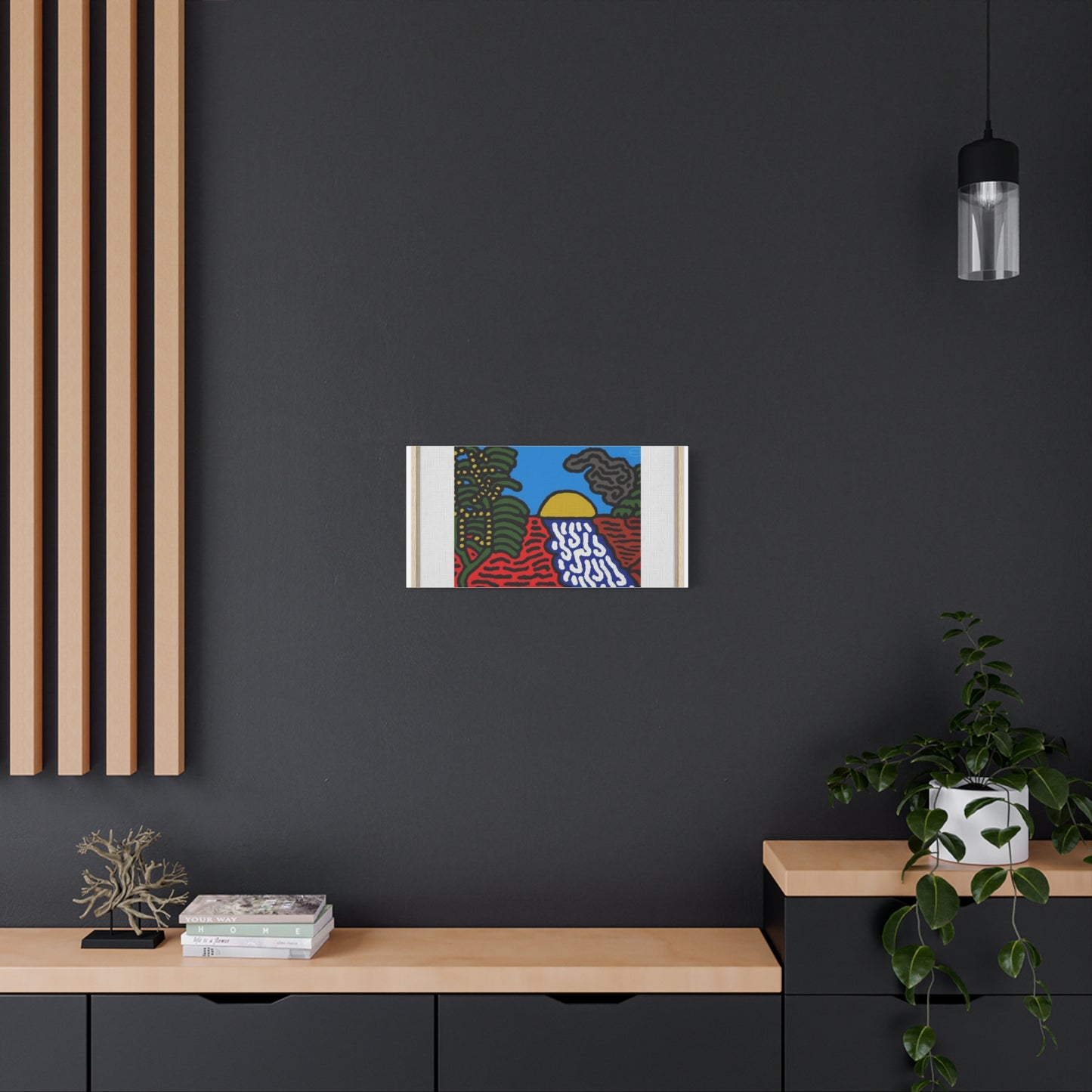 The river that joins the Australian wattle and Lebanese cedar tree in friendship Canvas (Large)