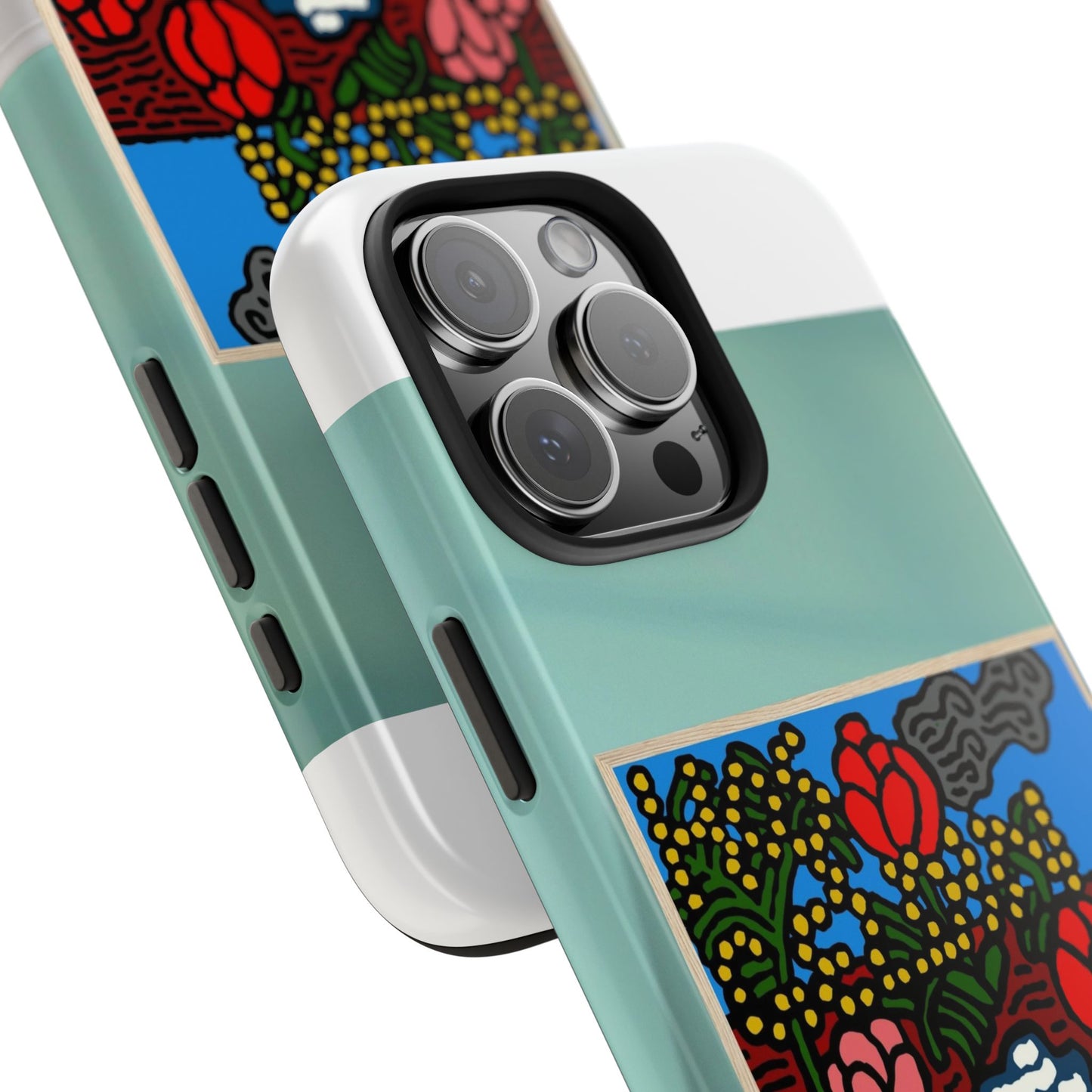 A field of tulips next to a wattle Tough Phone Case