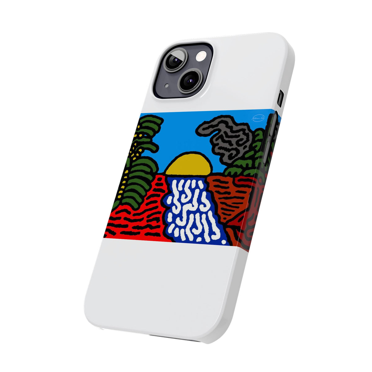 The river that joins the Australian wattle and Lebanese cedar tree in friendship Slim Phone Case