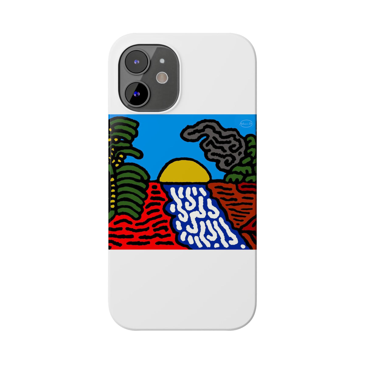 The river that joins the Australian wattle and Lebanese cedar tree in friendship Slim Phone Case