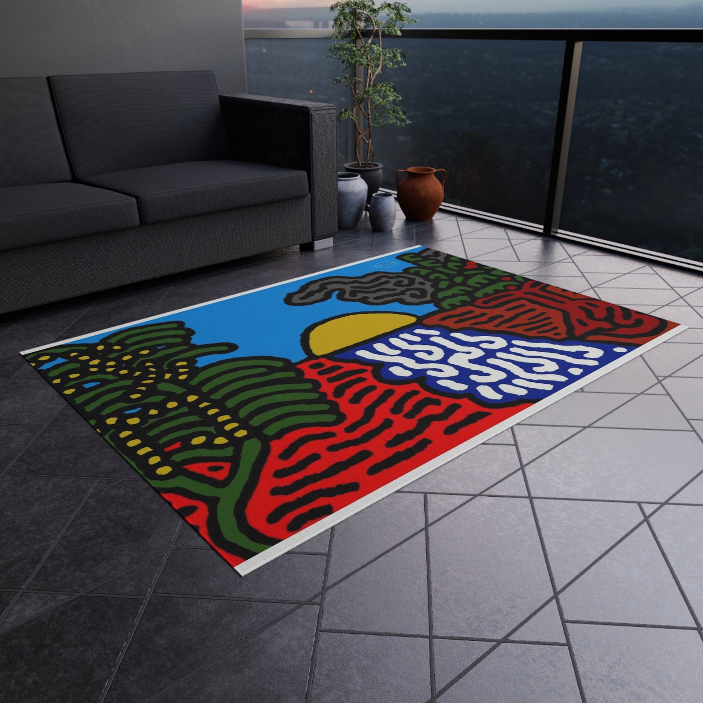 The river that joins the Australian wattle — Outdoor Rug
