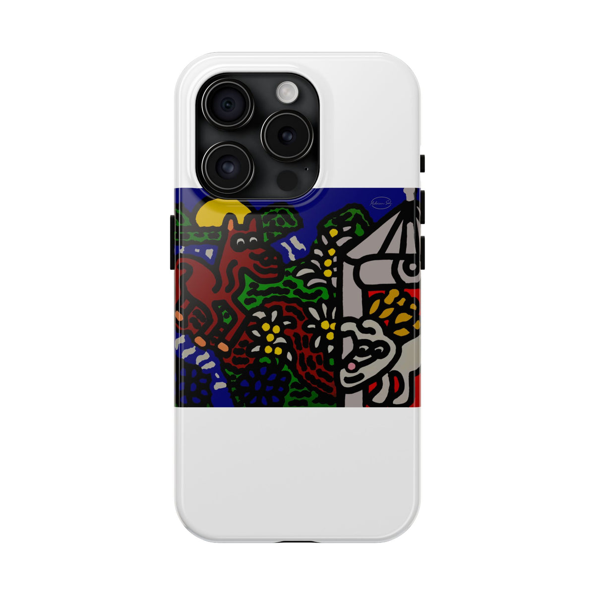 Bunny welcoming a friendly horse on his journey Tough Phone Case