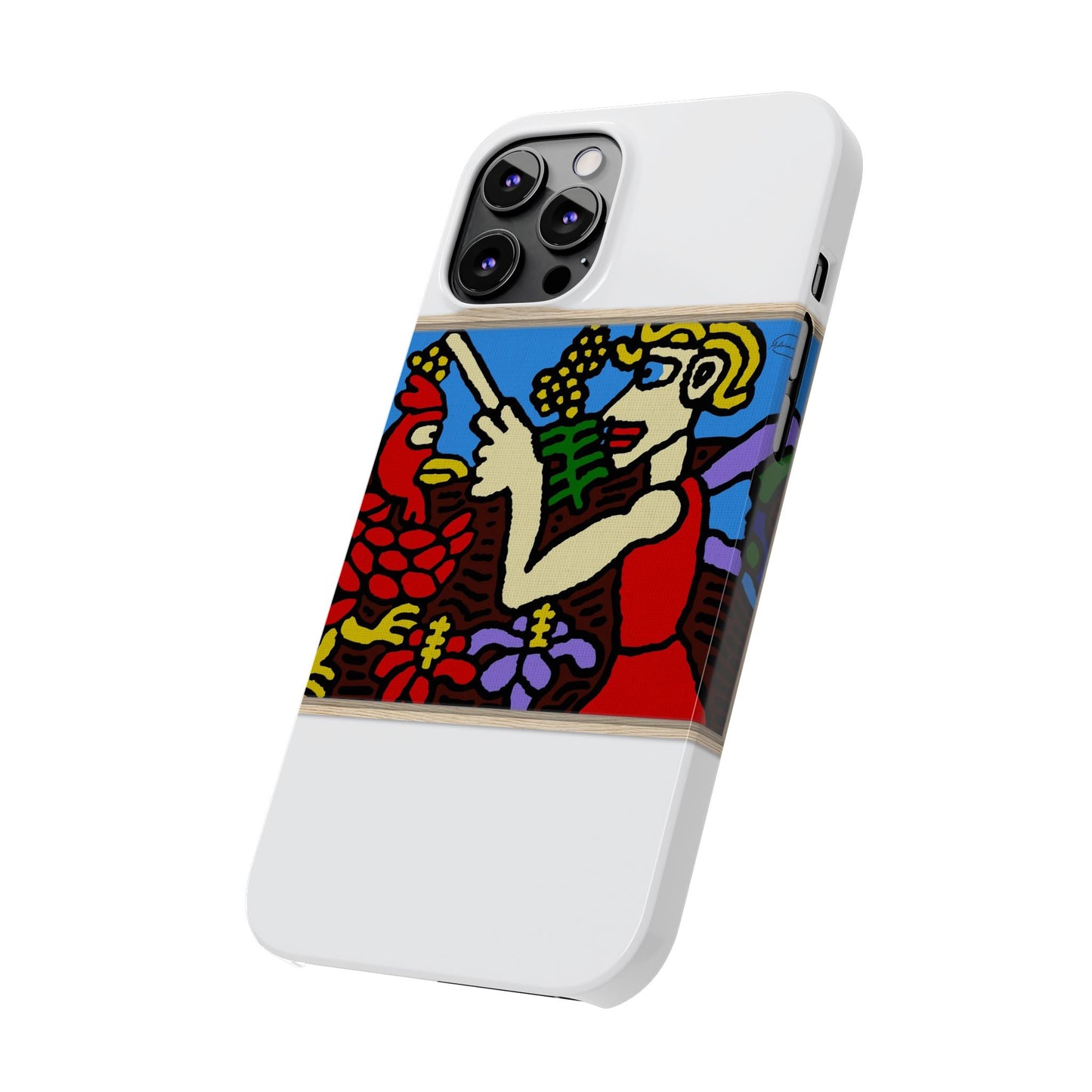 The hen gaining a blessing from a fairy Slim Phone Case