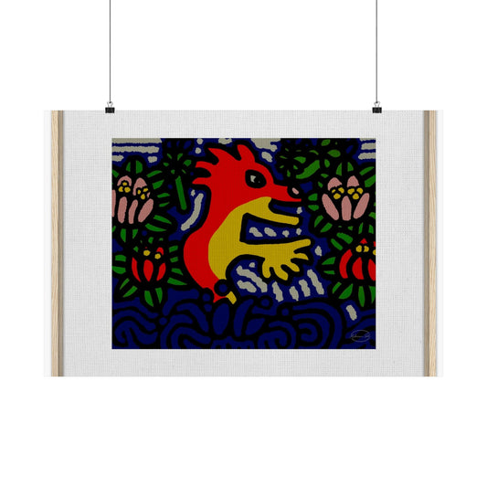 Breaking through the surface of a lotus pond Matte Poster Horizontal (Large)