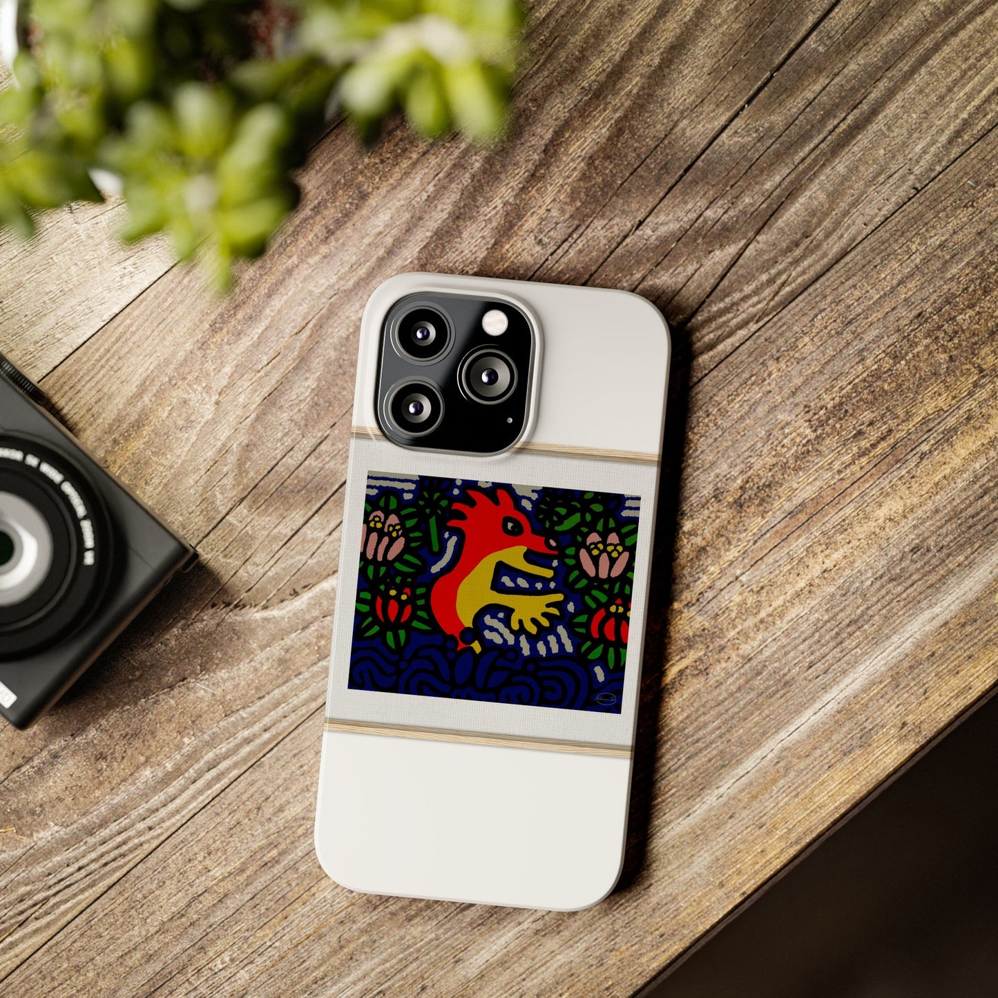 Breaking through the surface of a lotus pond Slim Phone Case