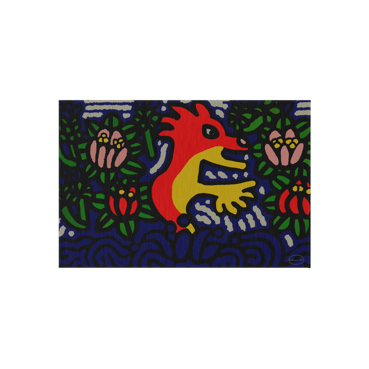 Breaking through the surface of a lotus pond — Outdoor Rug