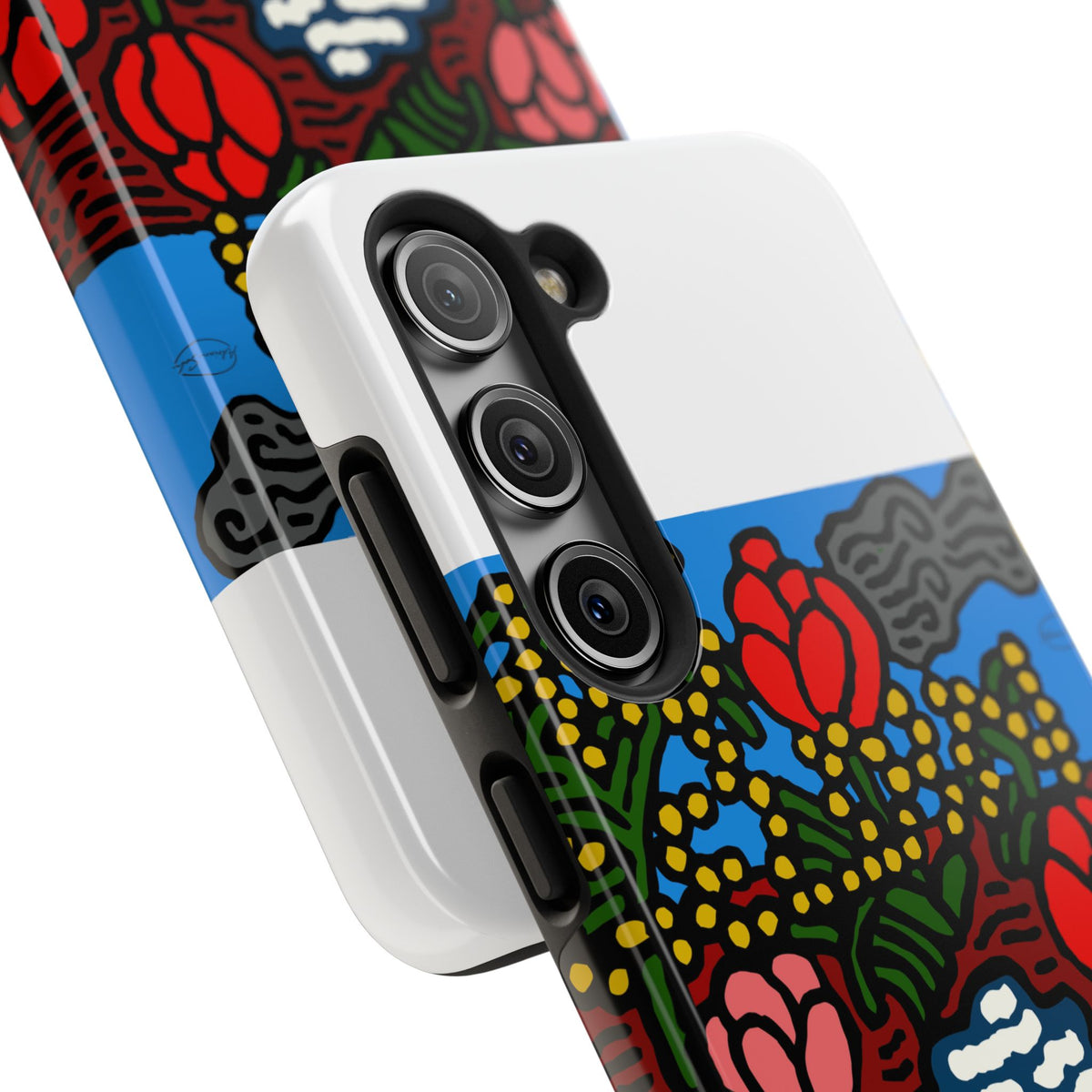 A field of tulips next to a wattle Tough Phone Case