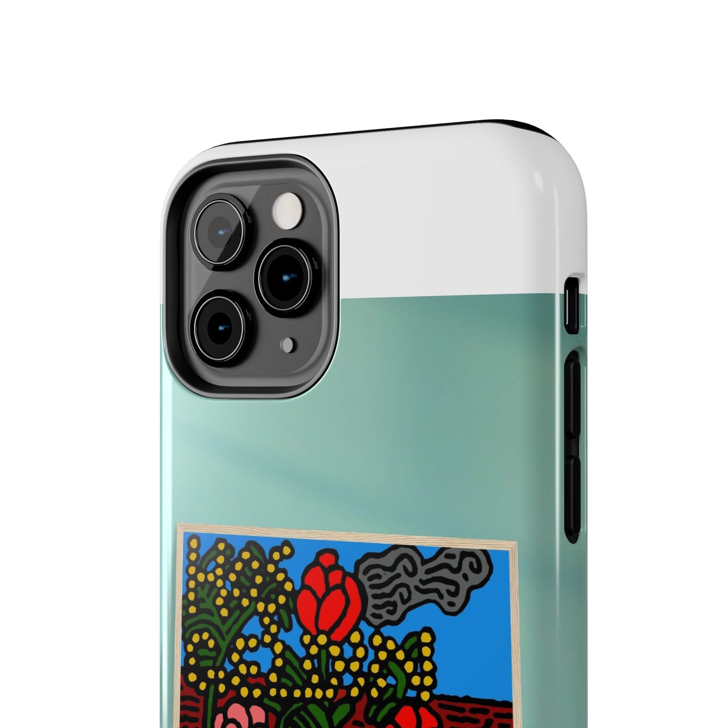 A field of tulips next to a wattle Tough Phone Case