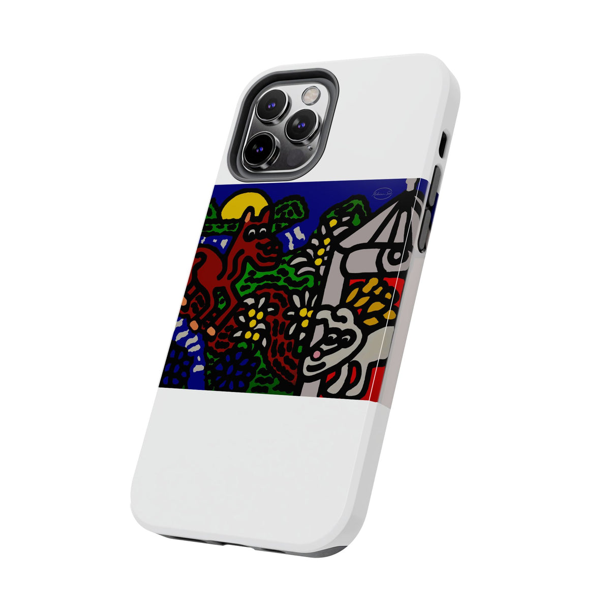 Bunny welcoming a friendly horse on his journey Tough Phone Case