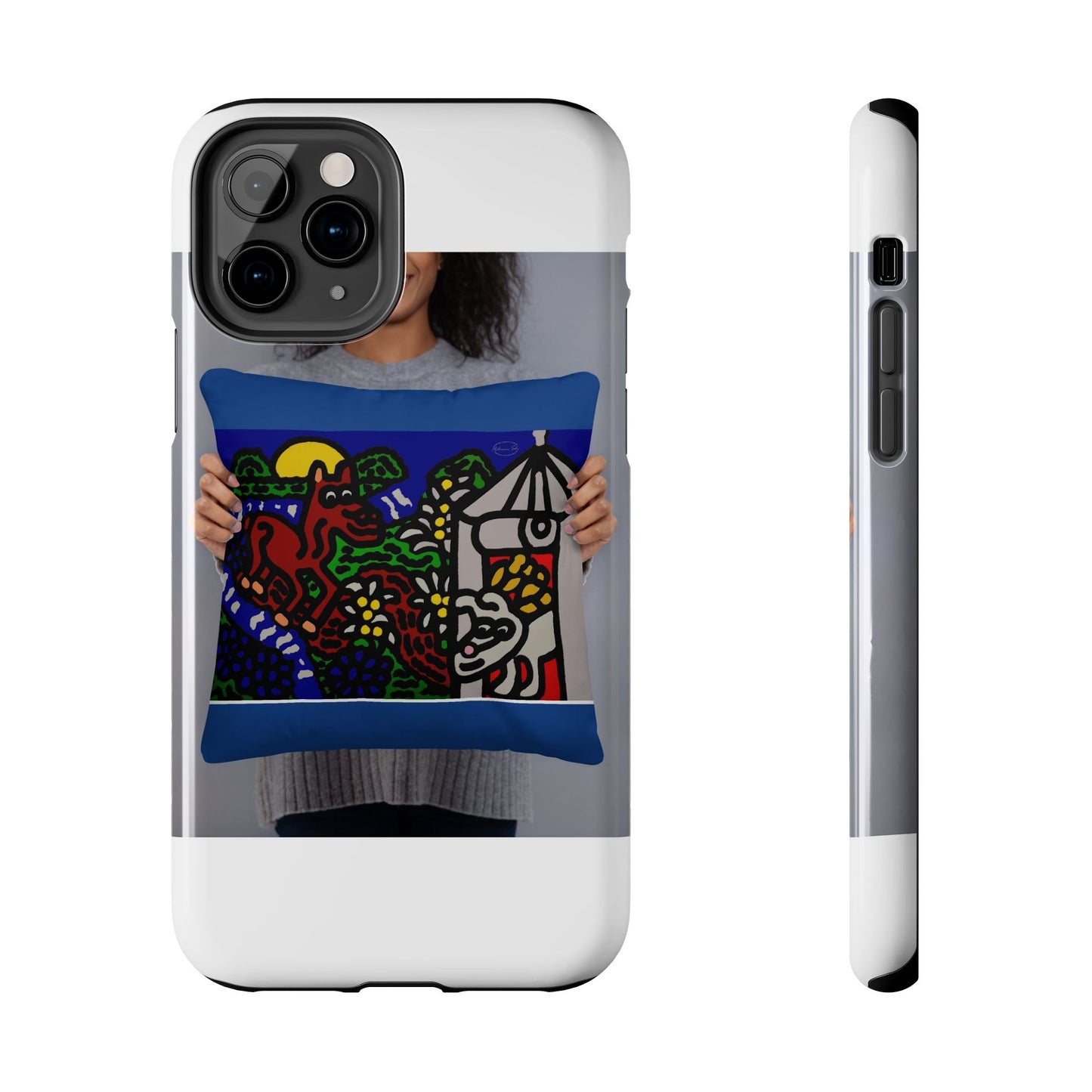 Bunny welcoming a friendly horse on his journey Tough Phone Case