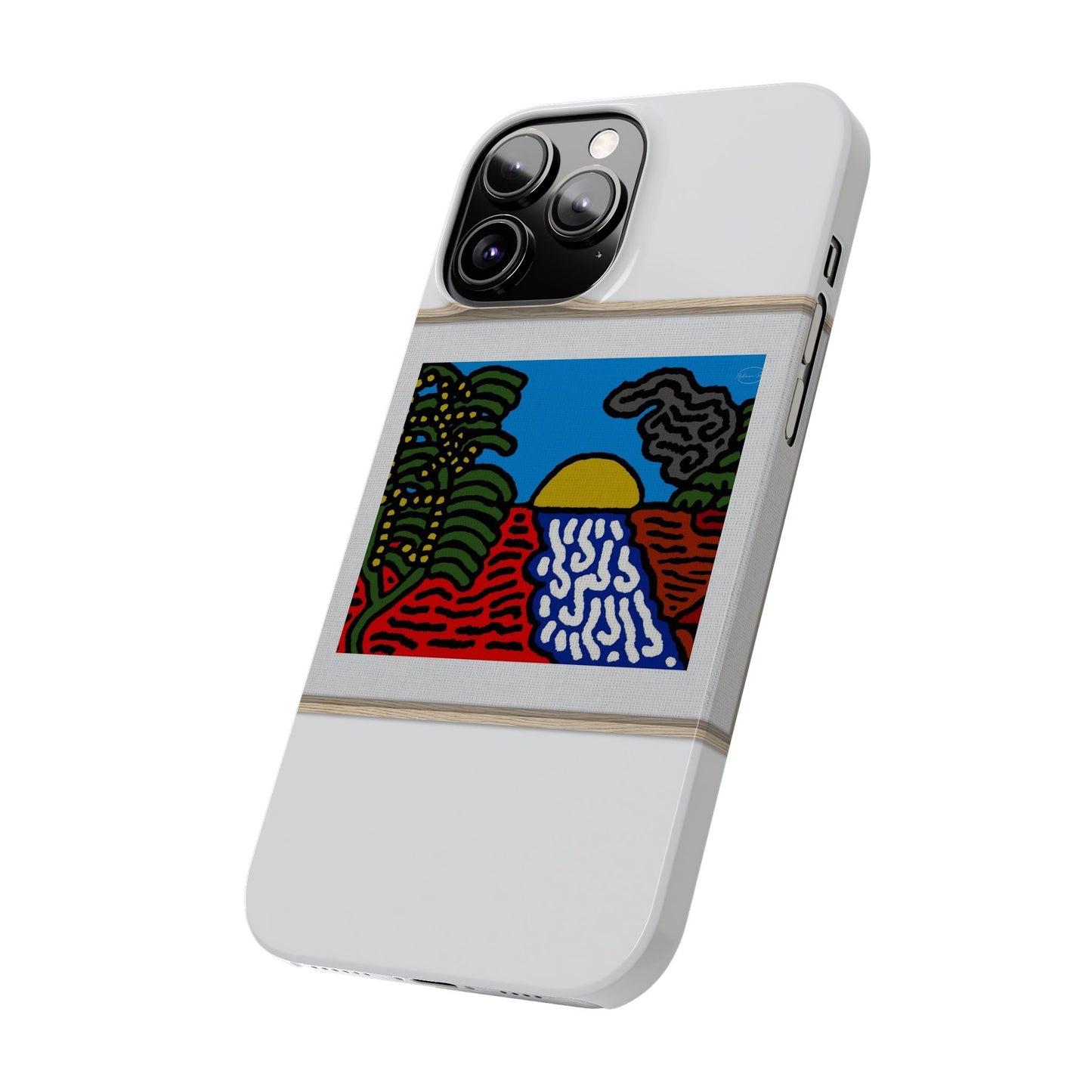 The river that joins the Australian wattle and Lebanese cedar tree in friendship Slim Phone Case