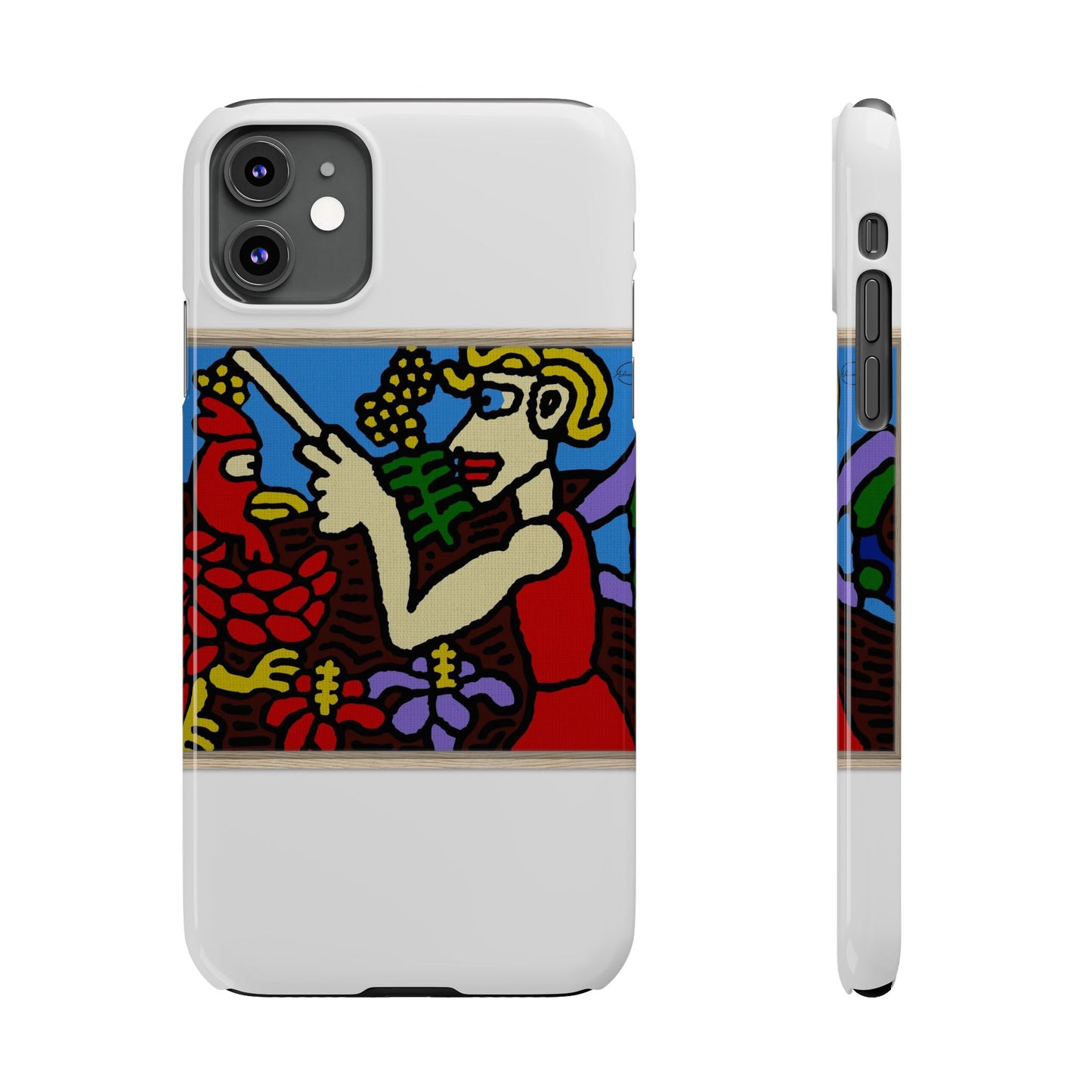 The hen gaining a blessing from a fairy Slim Phone Case