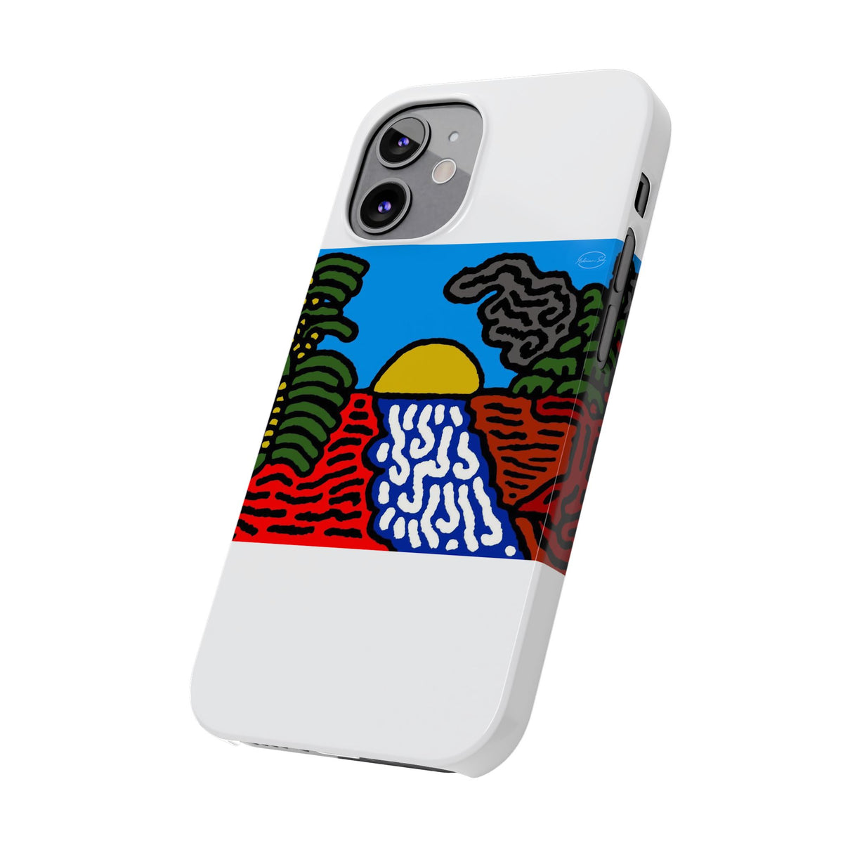 The river that joins the Australian wattle and Lebanese cedar tree in friendship Slim Phone Case