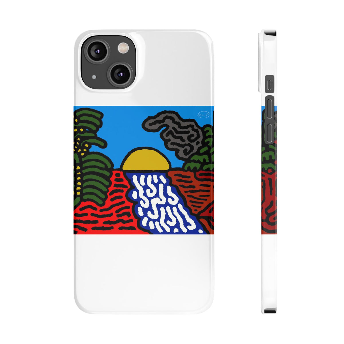 The river that joins the Australian wattle and Lebanese cedar tree in friendship Slim Phone Case