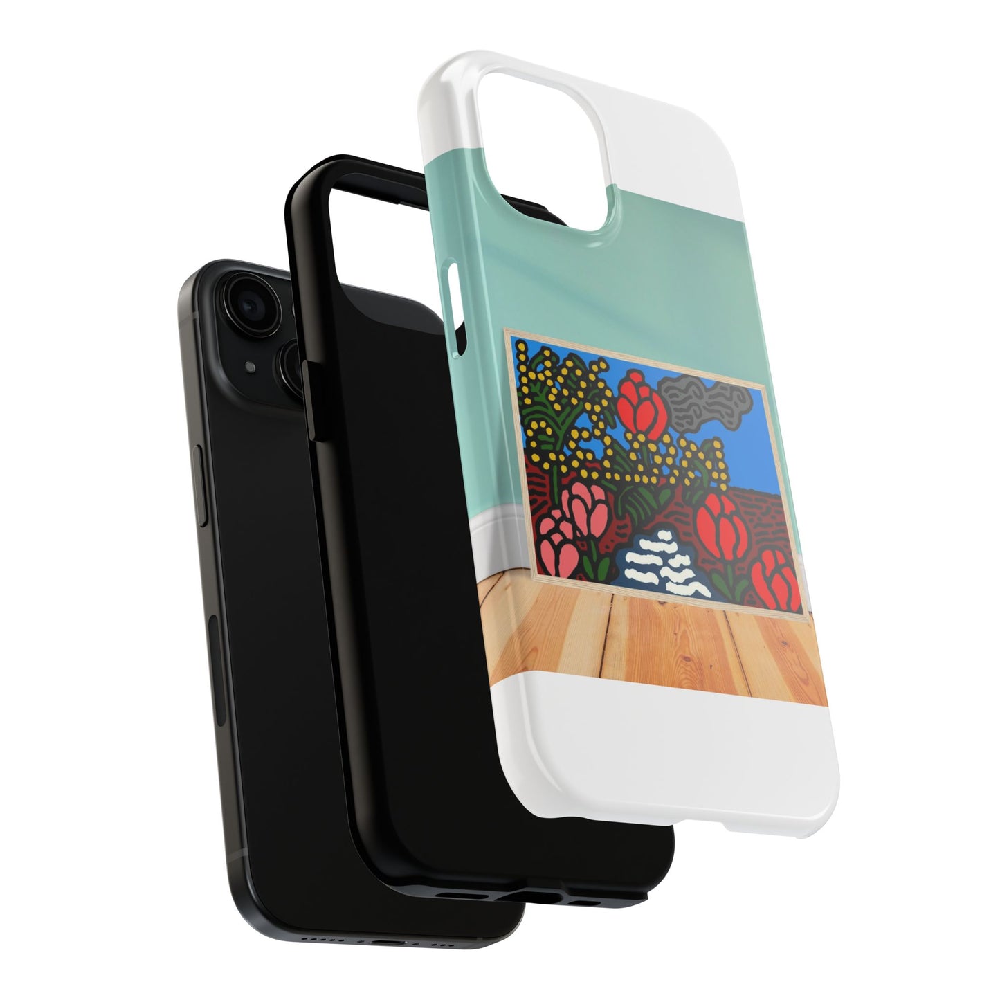 A field of tulips next to a wattle Tough Phone Case