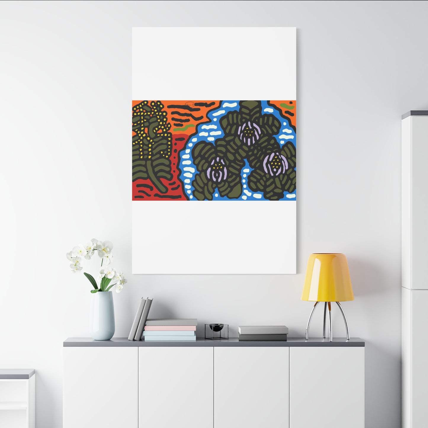 The Sri Lankan water lilies meets the Australian wattle Canvas (Small)