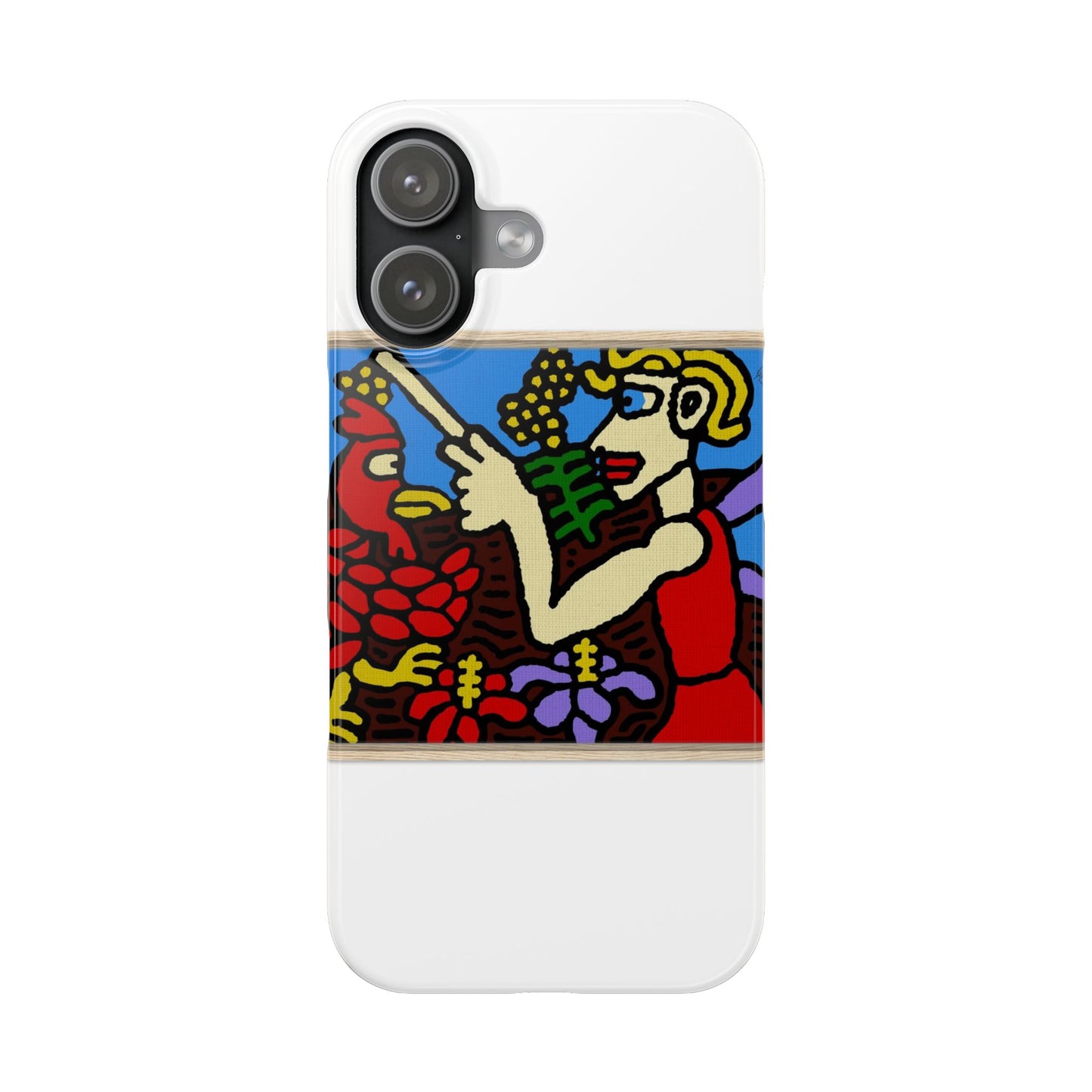The hen gaining a blessing from a fairy Slim Phone Case