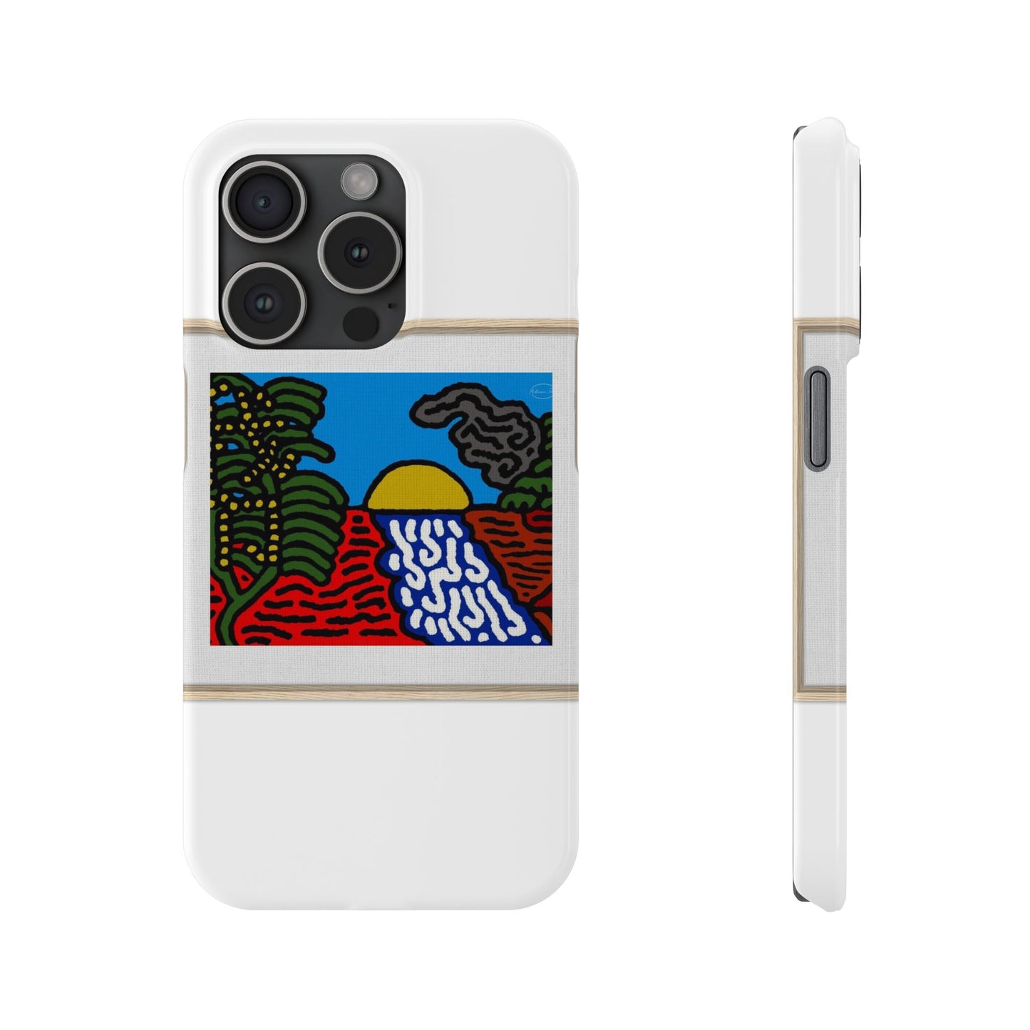 The river that joins the Australian wattle and Lebanese cedar tree in friendship Slim Phone Case