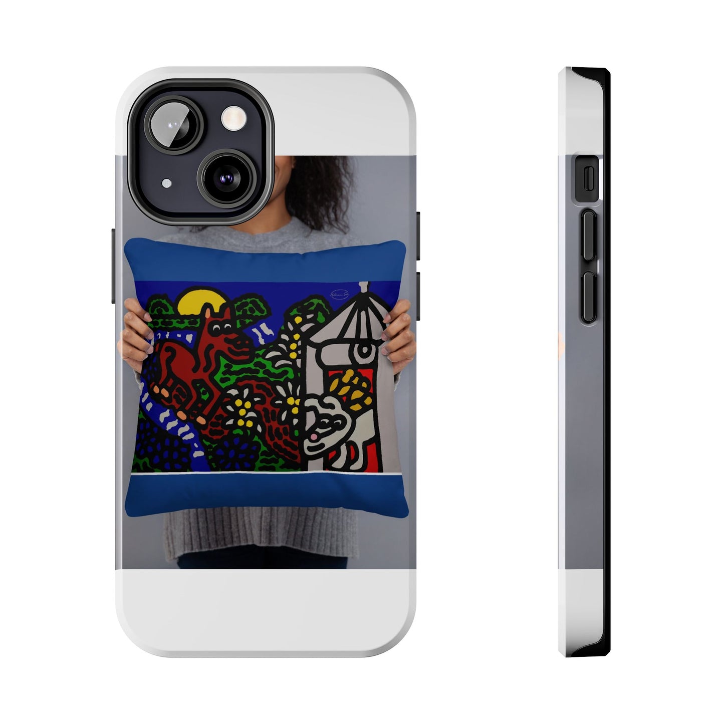 Bunny welcoming a friendly horse on his journey Tough Phone Case