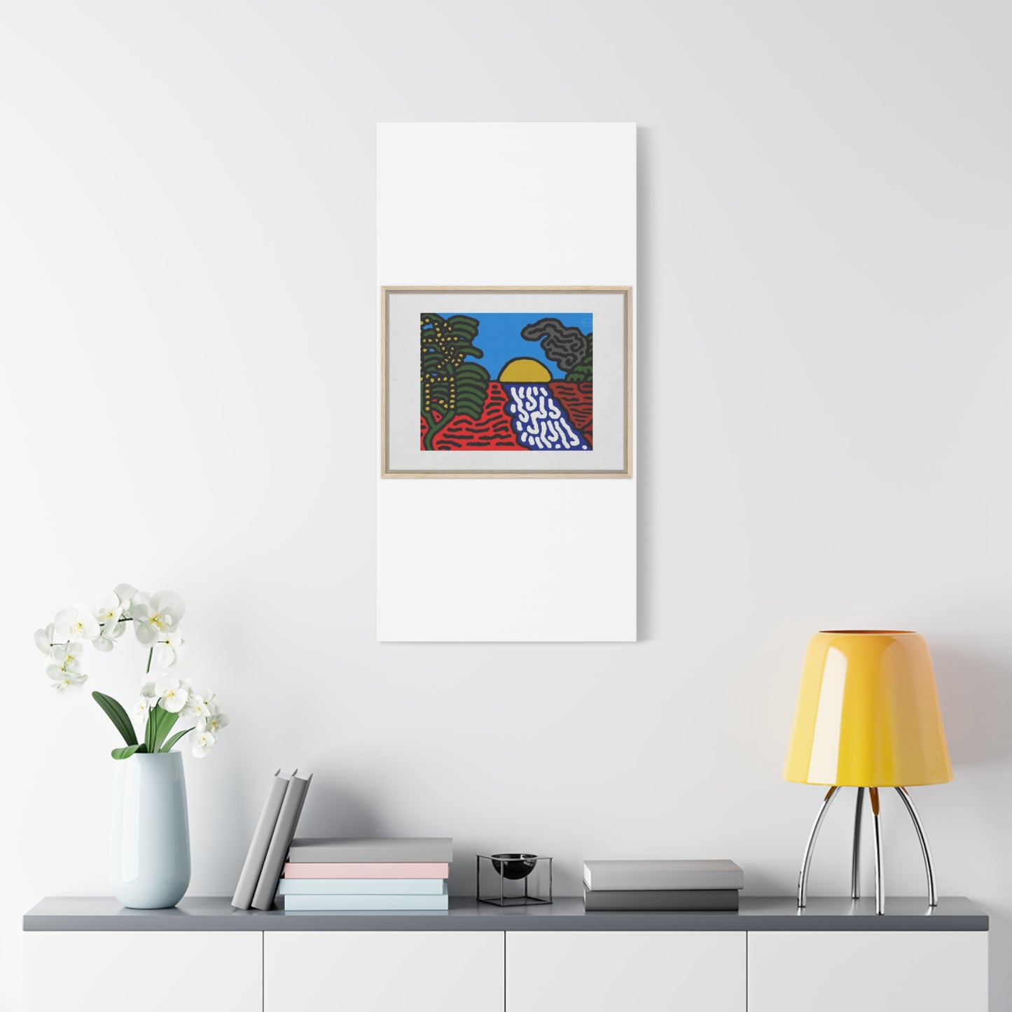 The river that joins the Australian wattle and Lebanese cedar tree in friendship Canvas (Large)