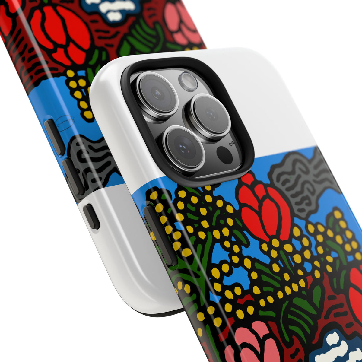 A field of tulips next to a wattle Tough Phone Case