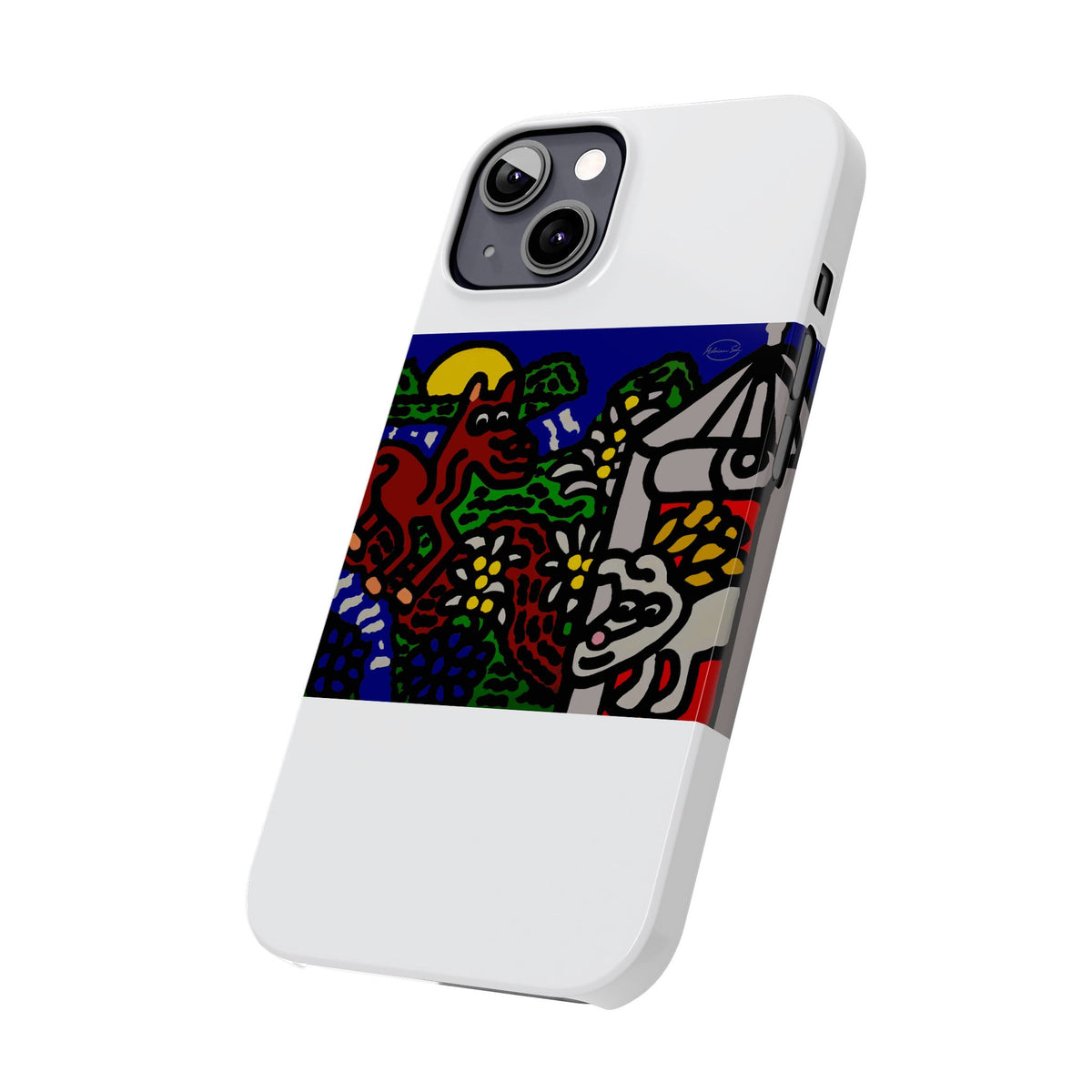 Bunny welcoming a friendly horse on his journey Slim Phone Case