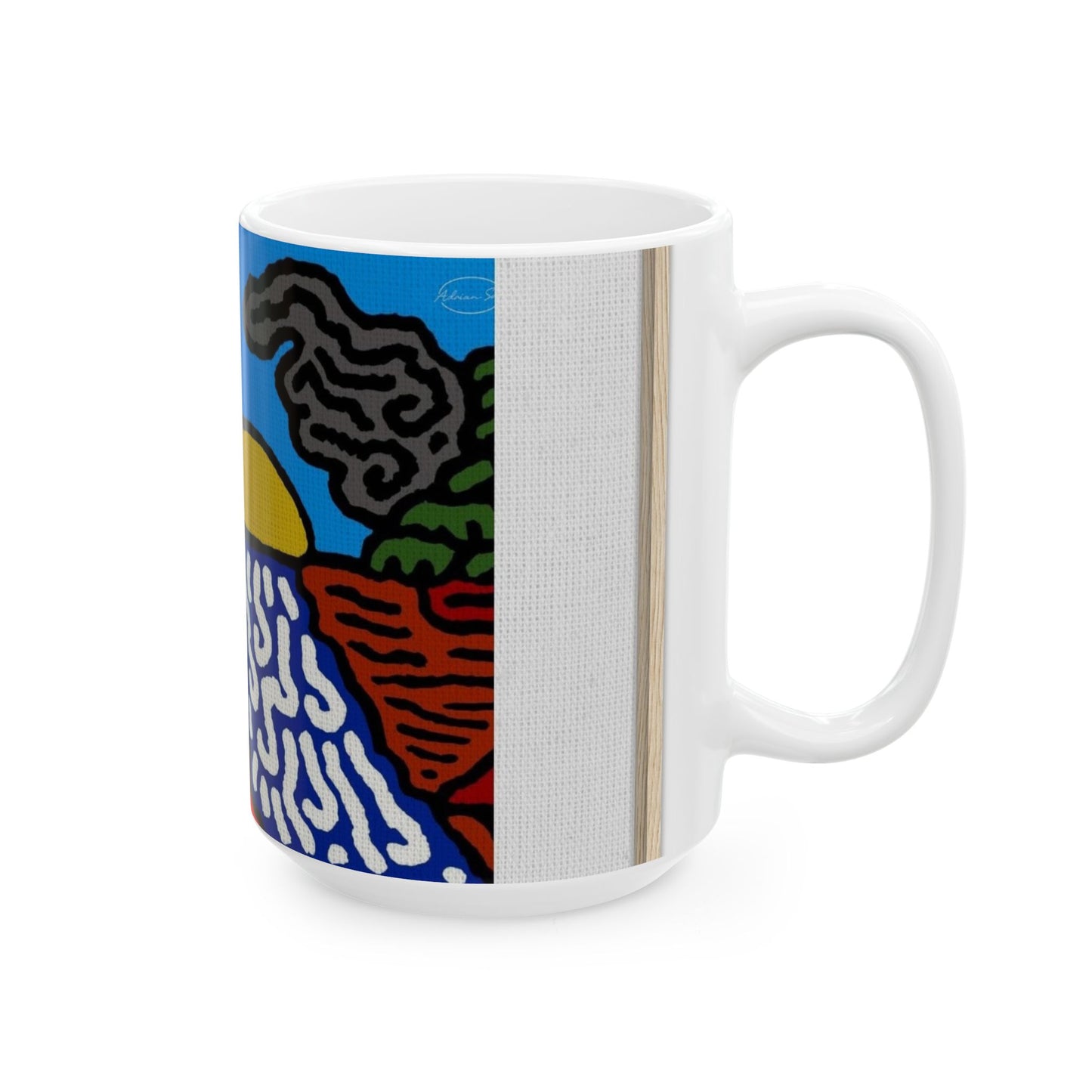The river that joins the Australian wattle and Lebanese cedar tree in friendship Ceramic Mug