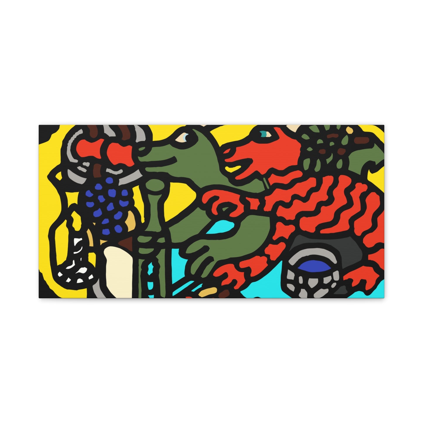 Two dragons enjoying a feast together Canvas (Large)