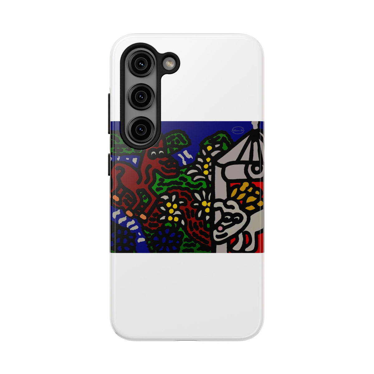 Bunny welcoming a friendly horse on his journey Tough Phone Case