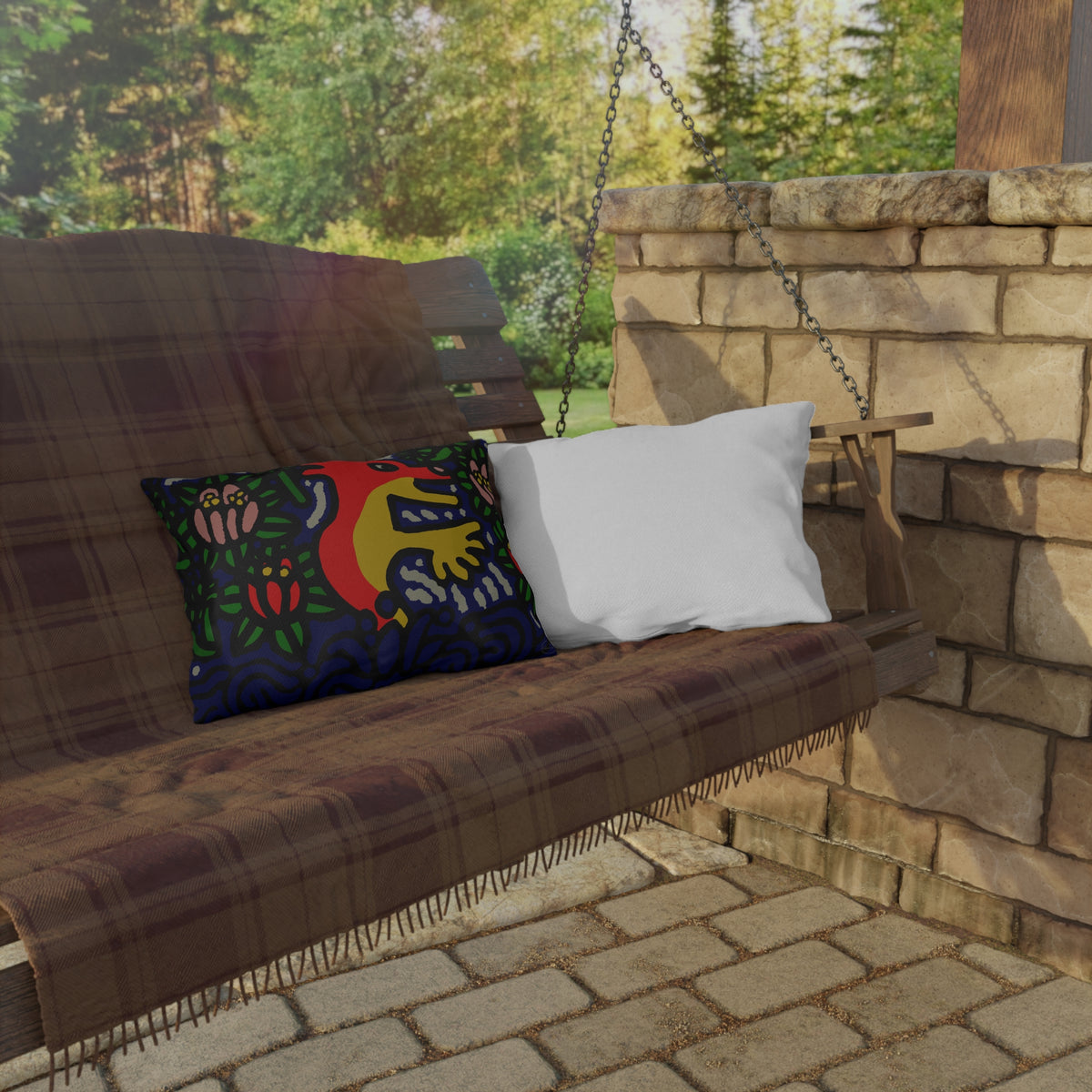 Breaking through the surface of a lotus pond — Outdoor Pillow