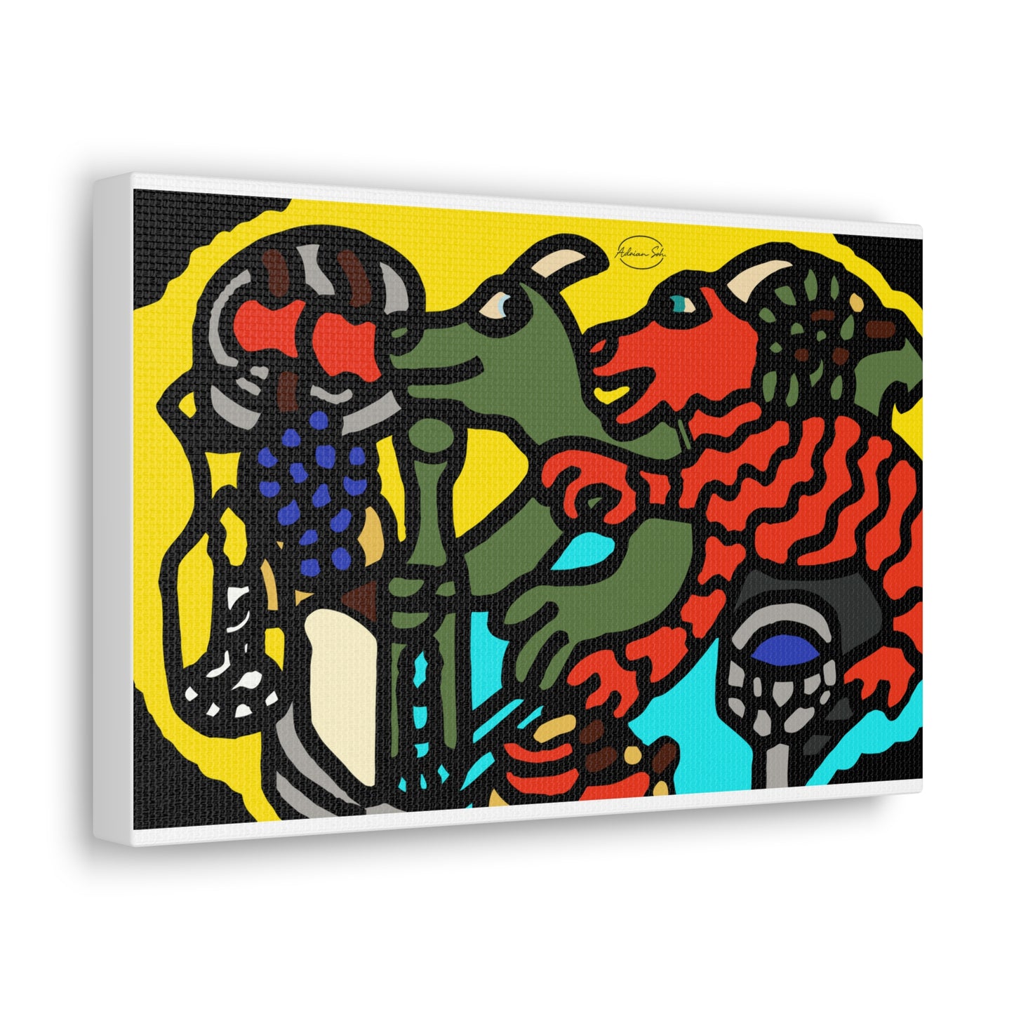 Two dragons enjoying a feast together Canvas (Small)