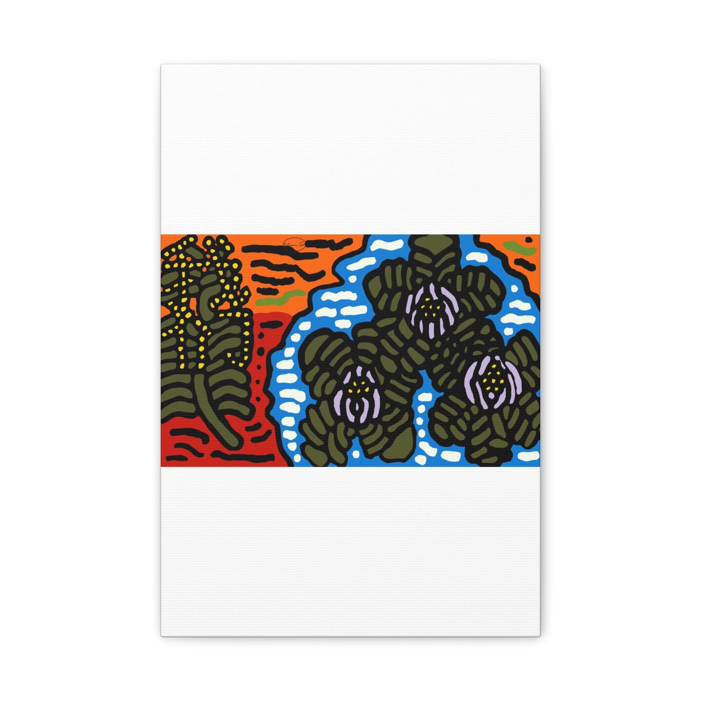 The Sri Lankan water lilies meets the Australian wattle Canvas (Small)