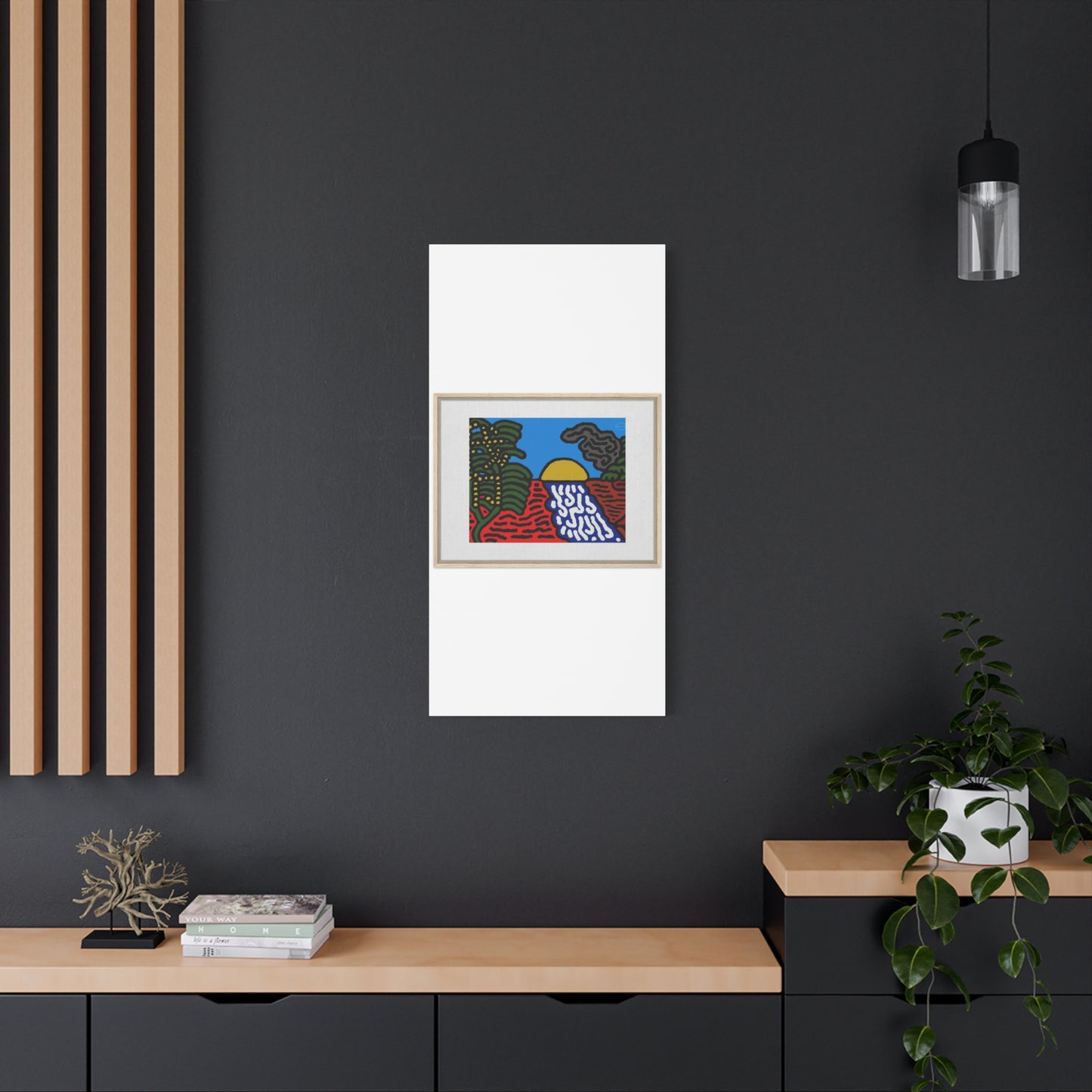 The river that joins the Australian wattle and Lebanese cedar tree in friendship Canvas (Large)