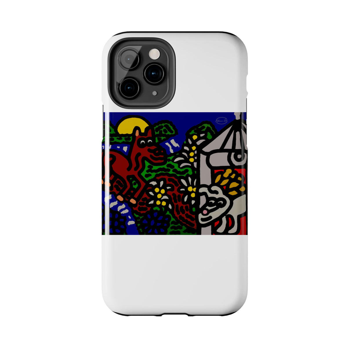 Bunny welcoming a friendly horse on his journey Tough Phone Case