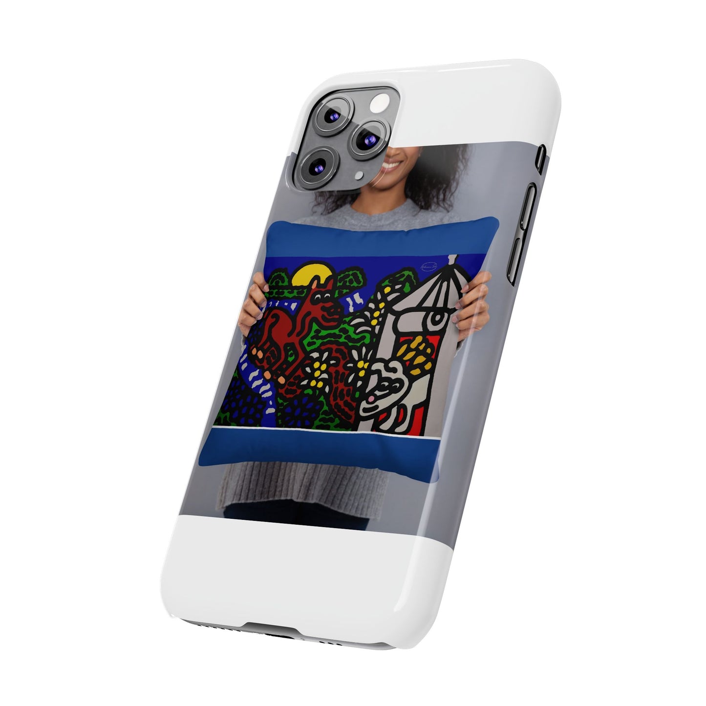 Bunny welcoming a friendly horse on his journey Slim Phone Case