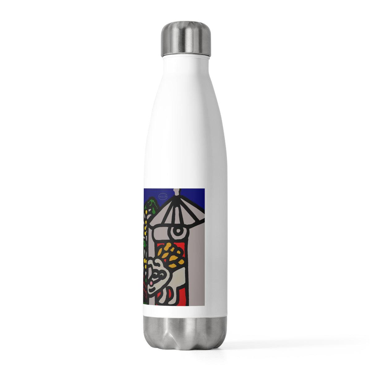 Bunny welcoming a friendly horse on his journey Stainless Steel Water Bottle