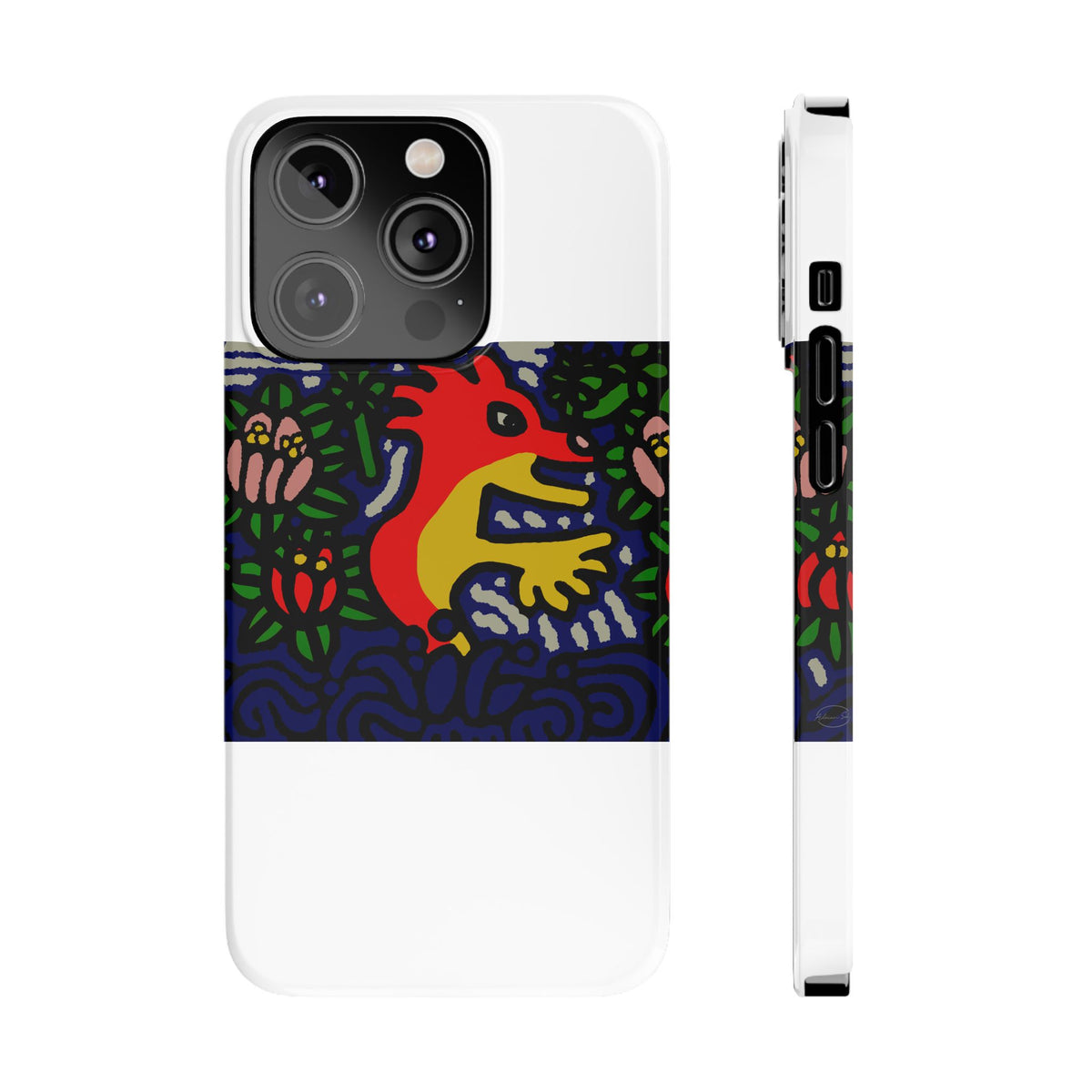 Breaking through the surface of a lotus pond Slim Phone Case