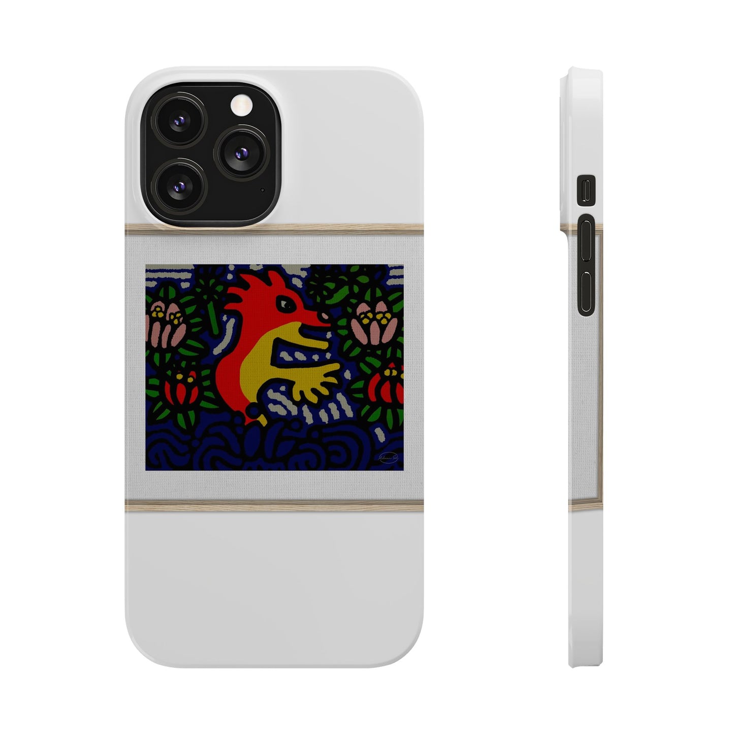 Breaking through the surface of a lotus pond Slim Phone Case