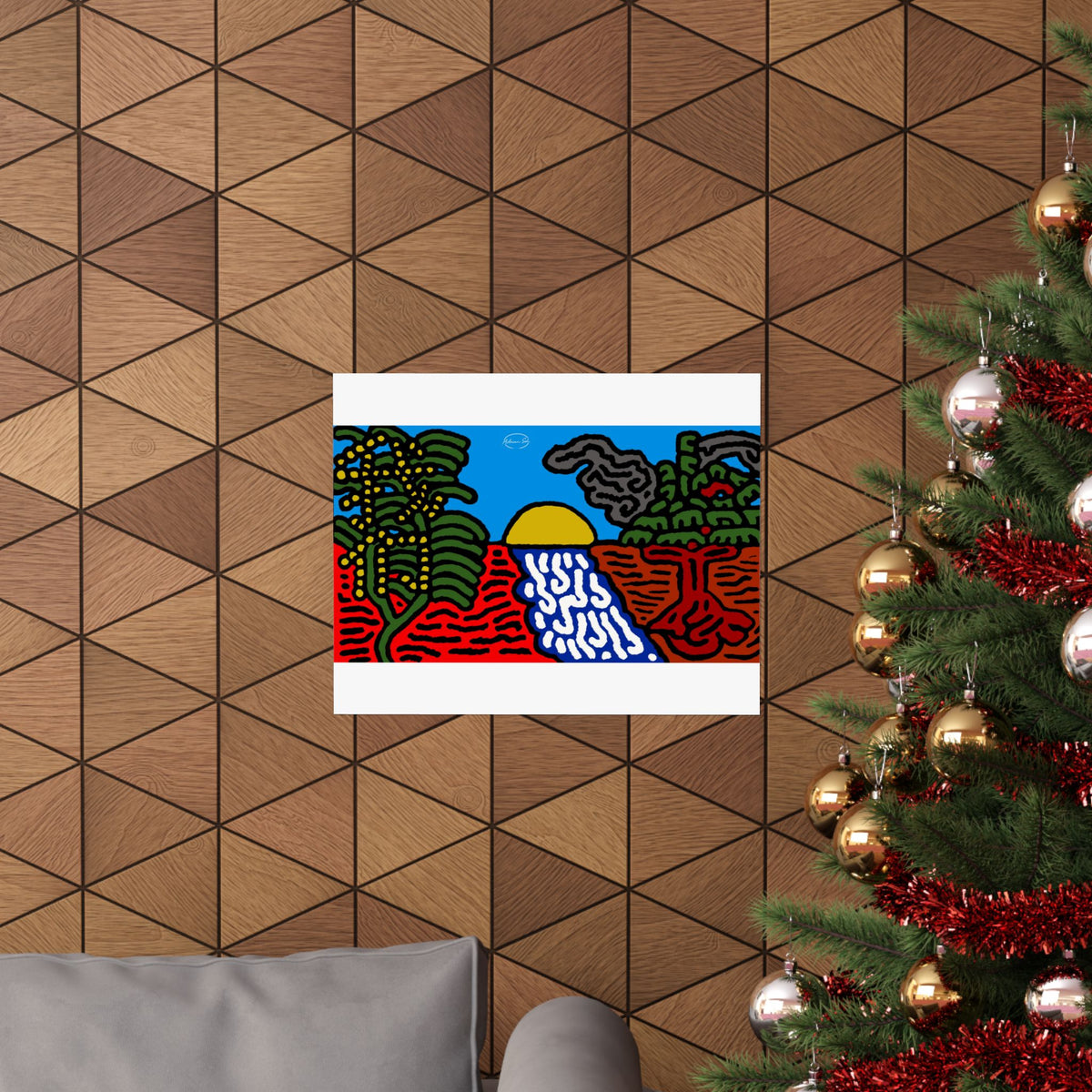 The river that joins the Australian wattle and Lebanese cedar tree in friendship Matte Poster Horizontal (Small)