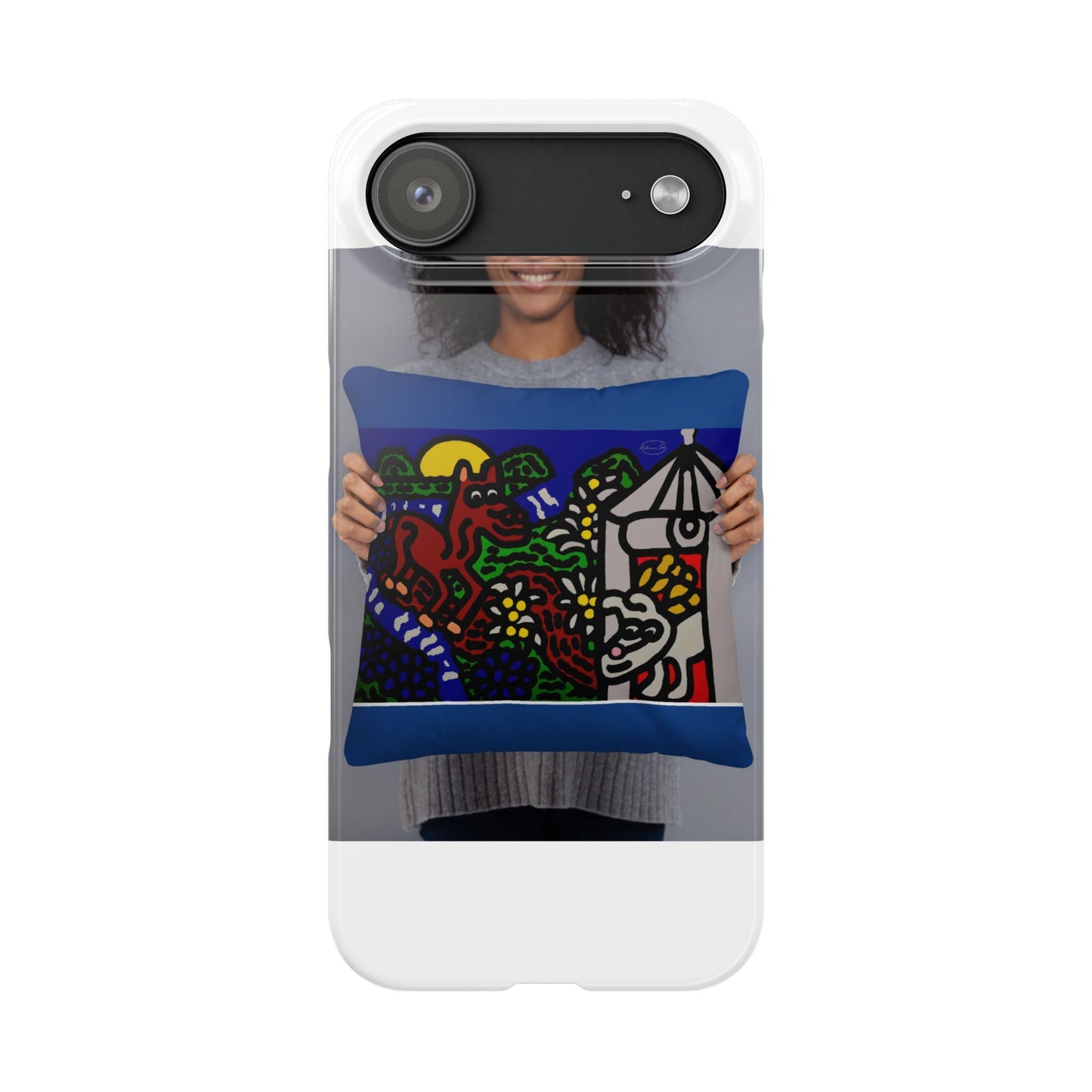 Bunny welcoming a friendly horse on his journey Slim Phone Case